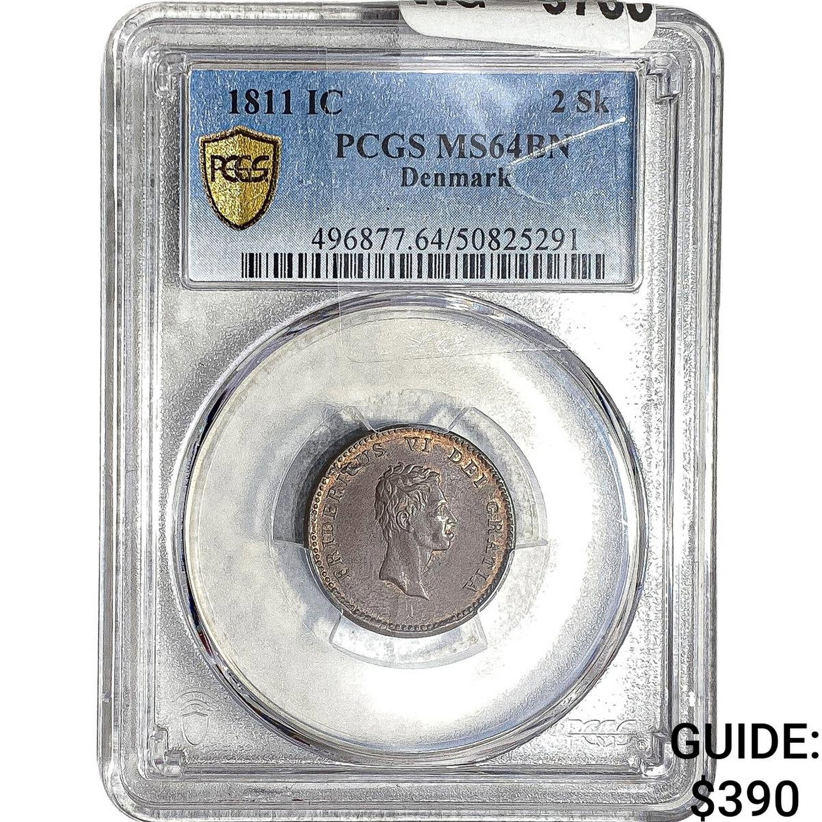 1811 Denmark Copper 2 Skilling PCGS MS64 BN (1 of 2)