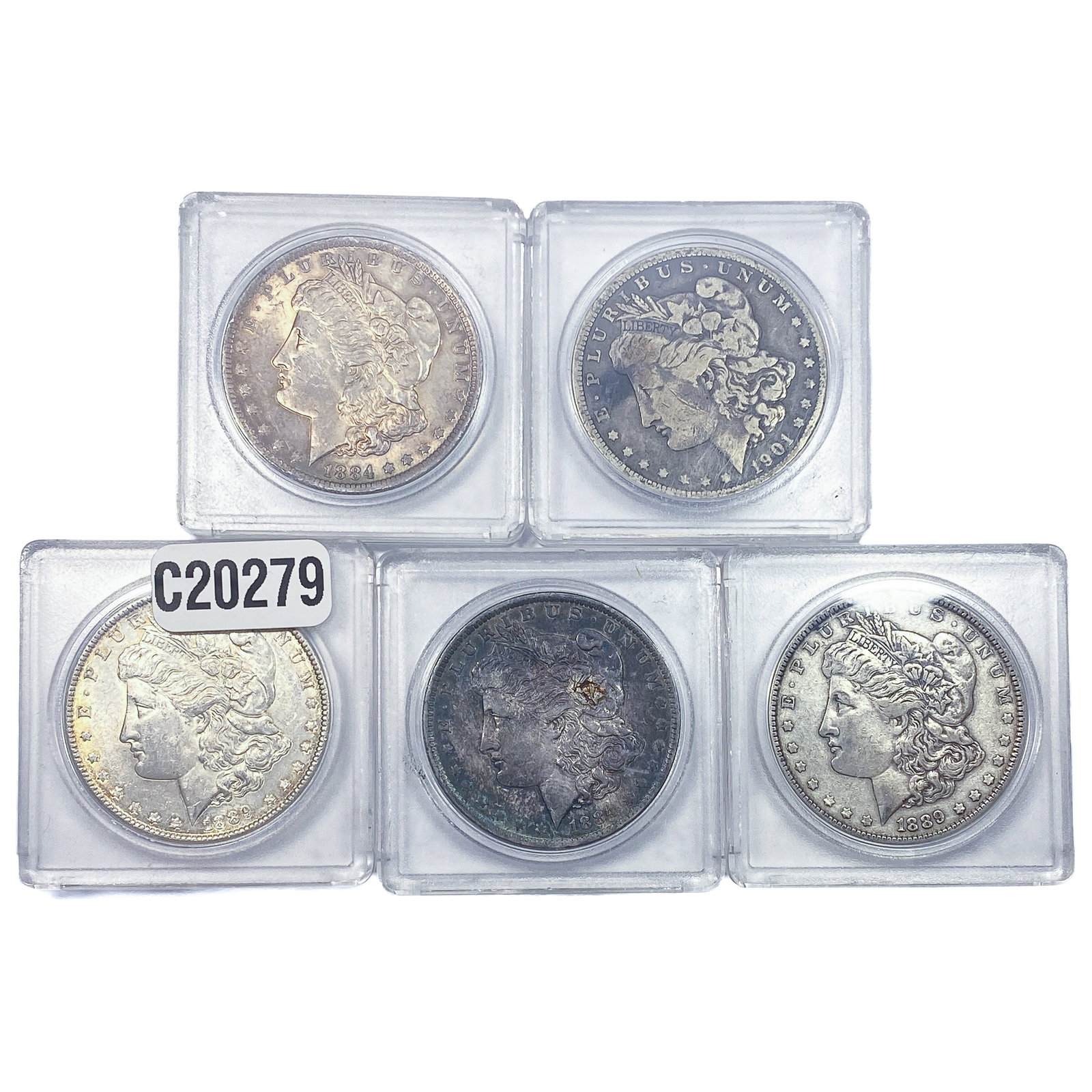 [5 Coins] 1884-1901 Morgan Silver Dollar (1 of 2)