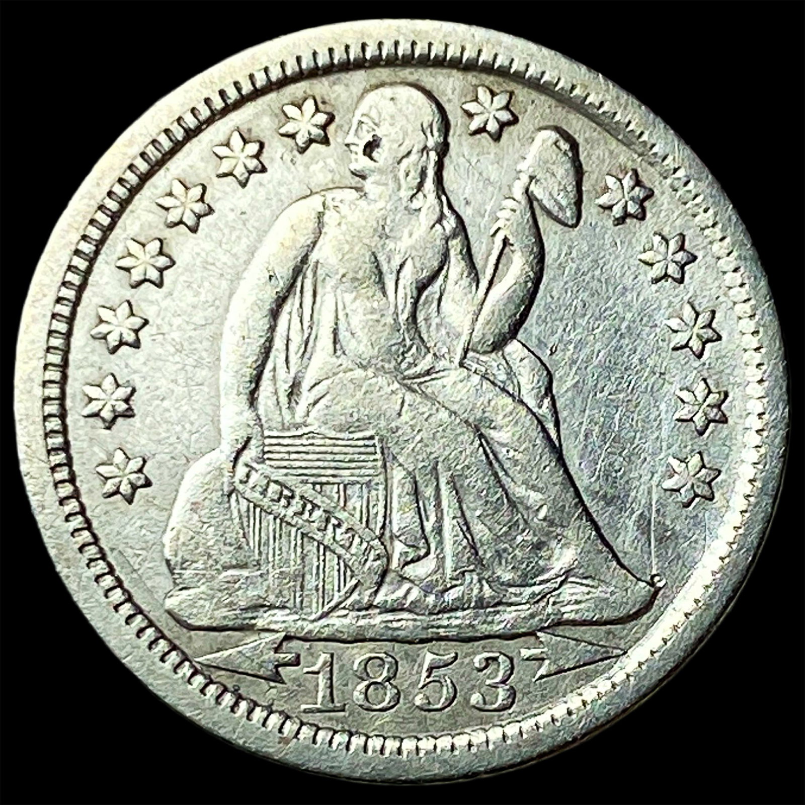 1853 Arrows Seated Liberty Dime CLOSELY UNCIRCULATED (1 of 2)