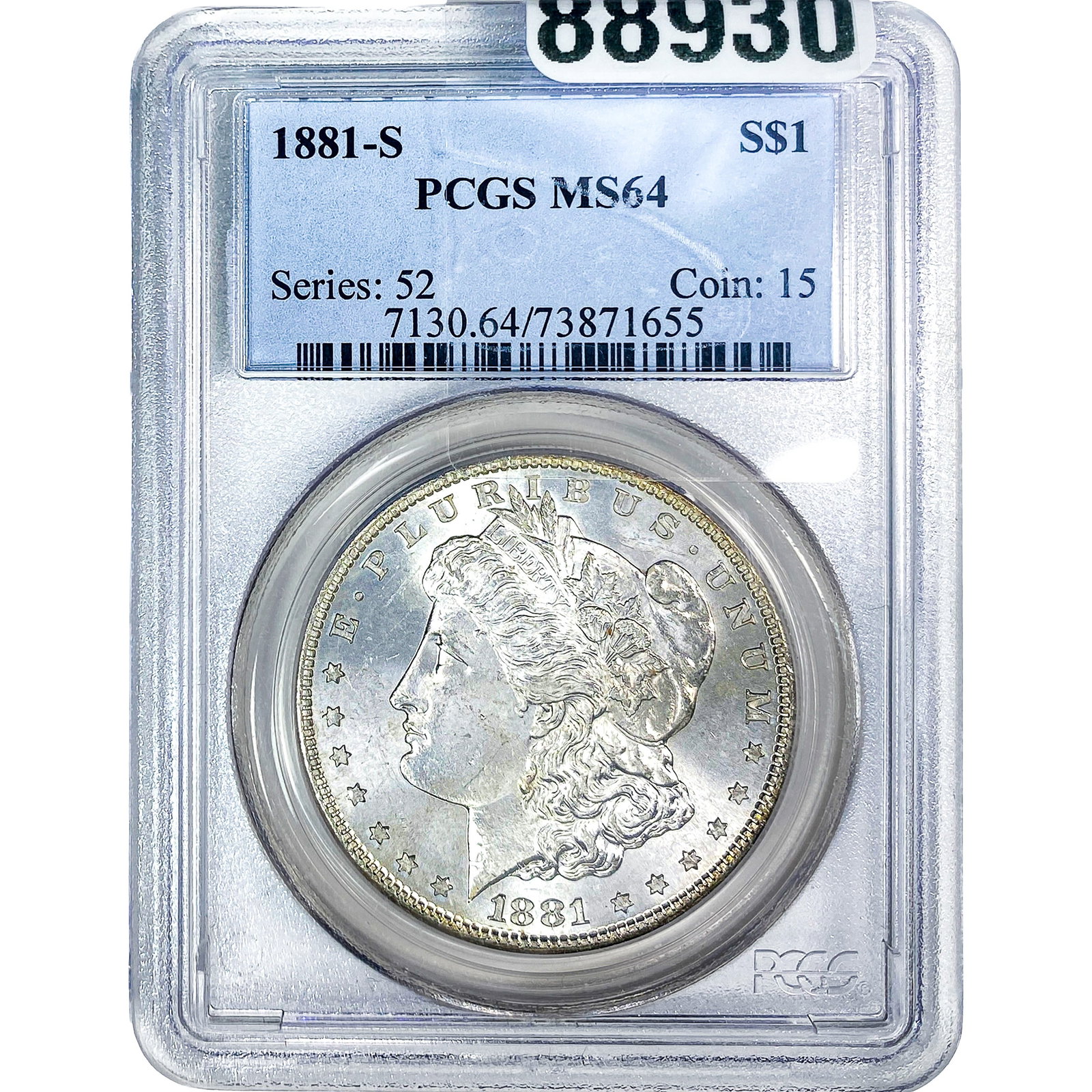 1881-S Morgan Silver Dollar PCGS MS64: 1881-S Morgan Silver Dollar PCGS MS64