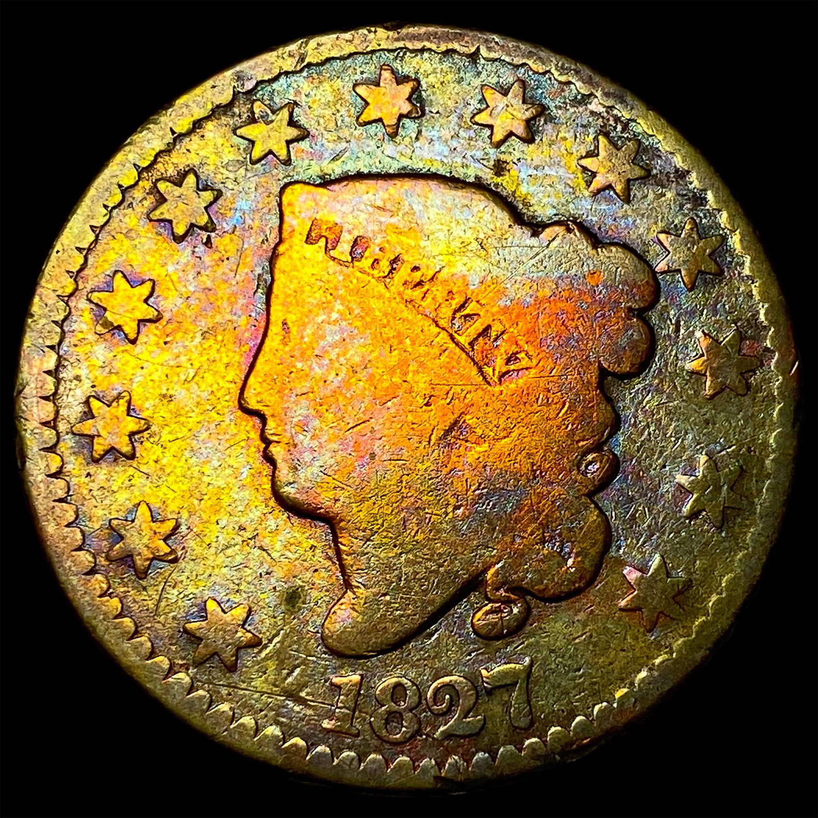 1827 Coronet Head Large Cent NICELY CIRCULATED: 1827 Coronet Head Large Cent NICELY CIRCULATED
