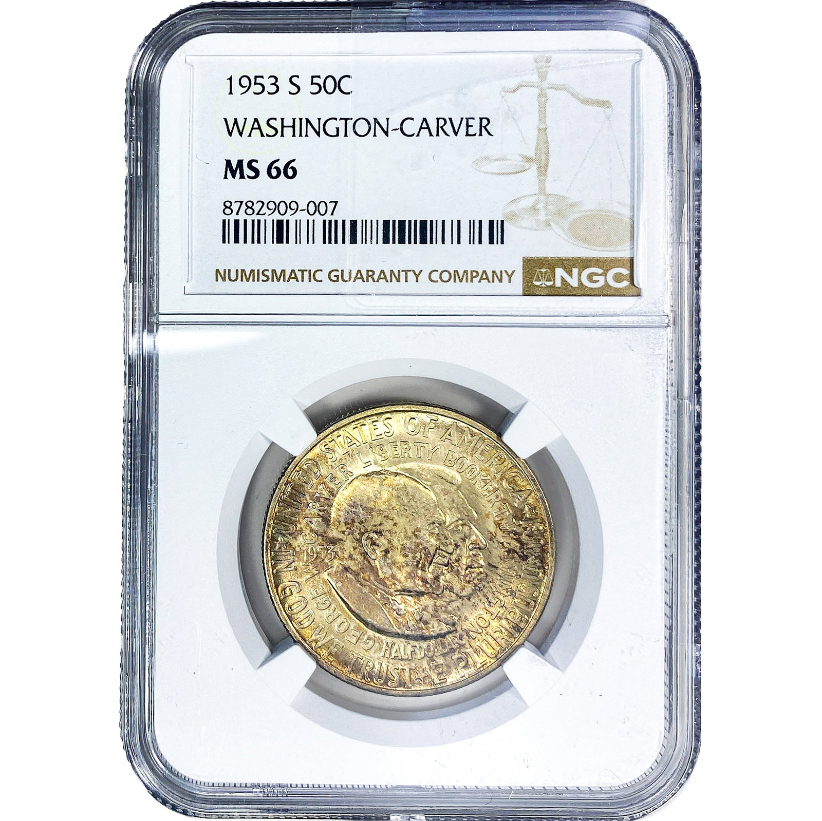 1953-S Washington Carver Half Dollar NGC MS66: 1953-S Washington Carver Half Dollar NGC MS66