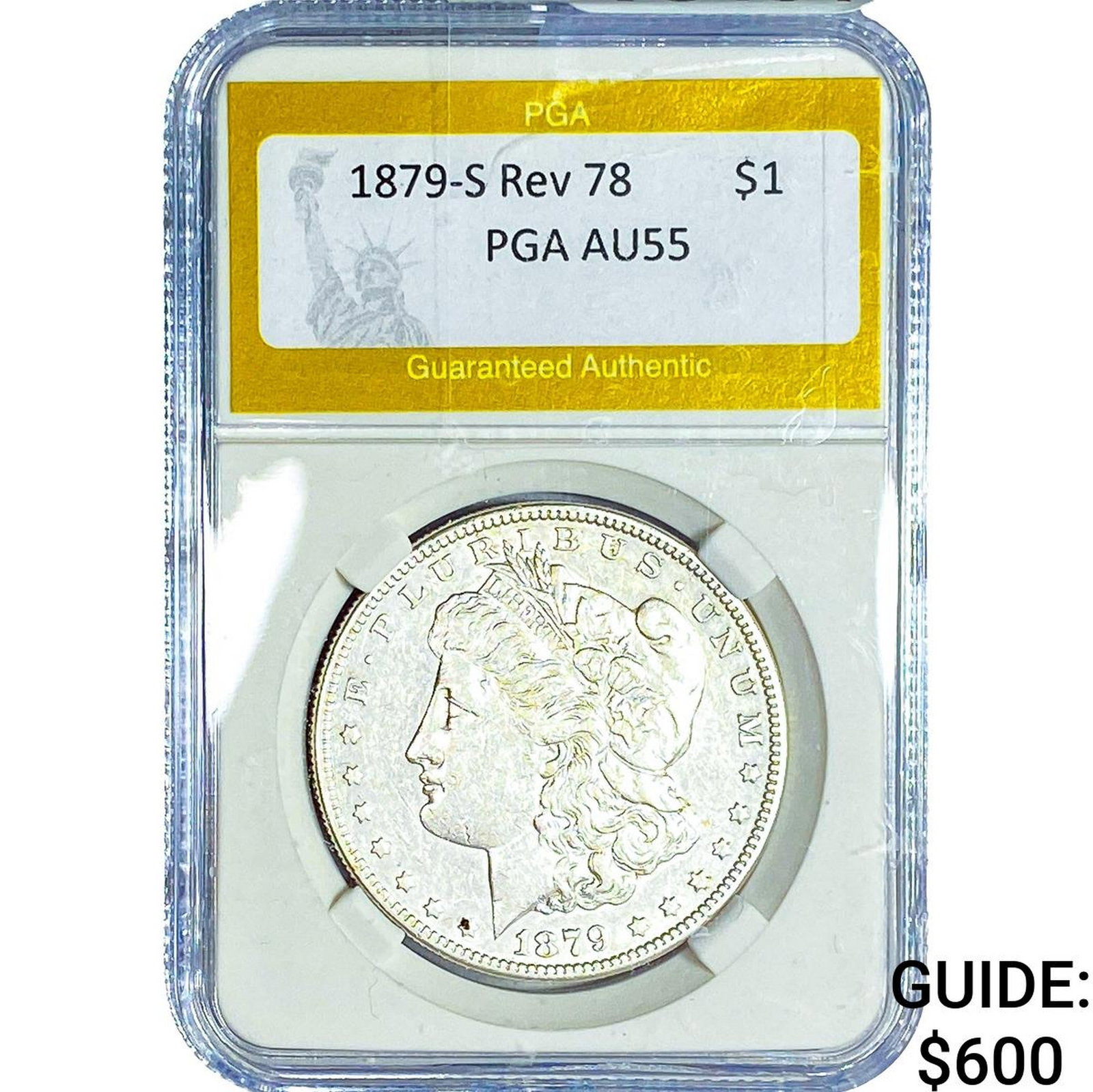 1879-S Rev 78 Morgan Silver Dollar PGA AU55: 1879-S Rev 78 Morgan Silver Dollar PGA AU55
