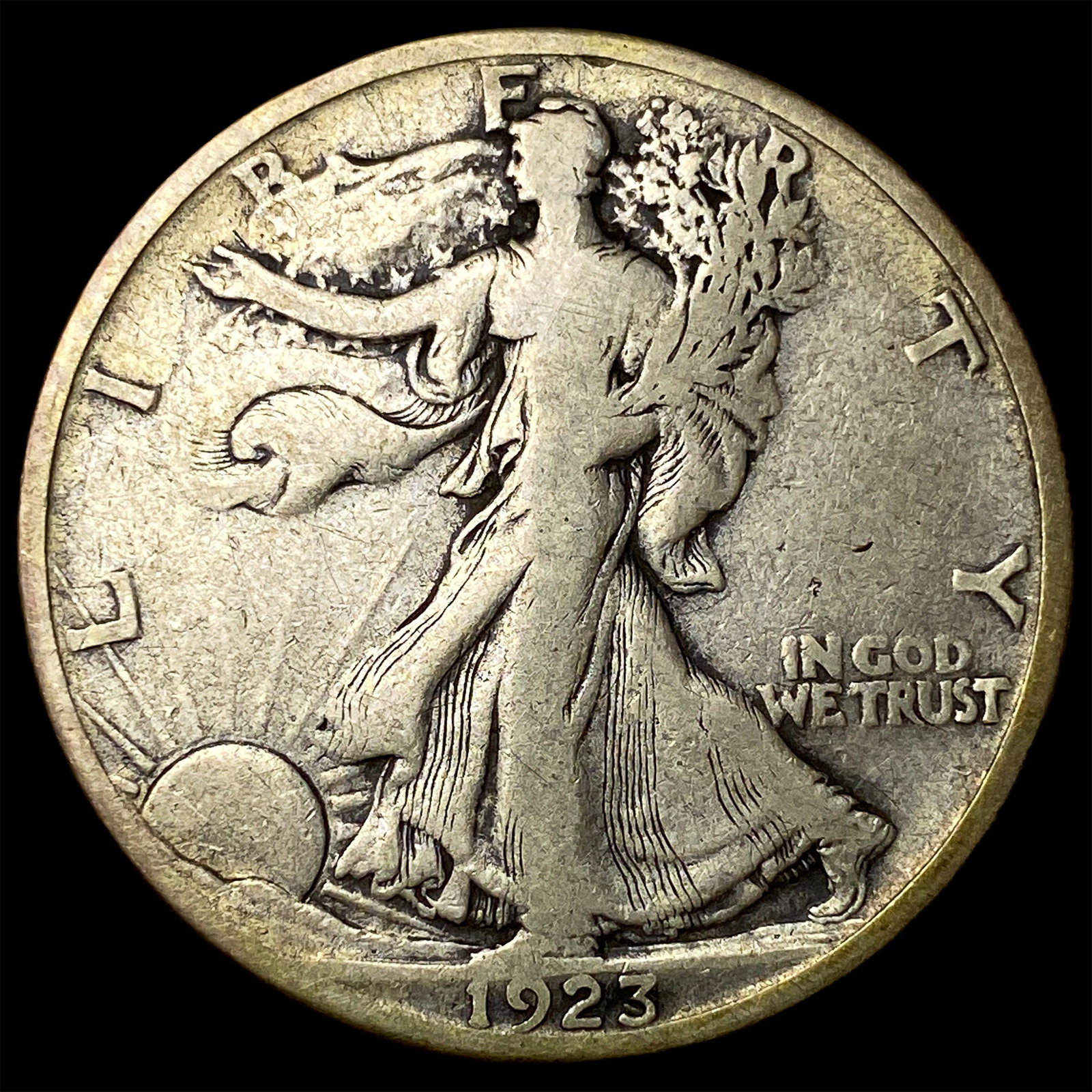 1923-S Silver Walking Liberty Half Dollar LIGHTLY CIRCULATED: 1923-S Silver Walking Liberty Half Dollar LIGHTLY CIRCULATED