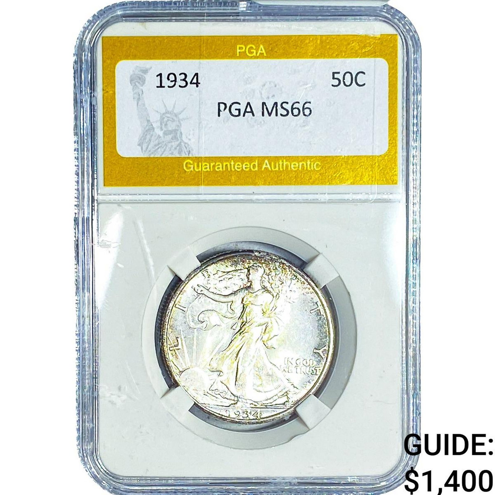 1934 Walking Liberty Half Dollar PGA MS66: 1934 Walking Liberty Half Dollar PGA MS66