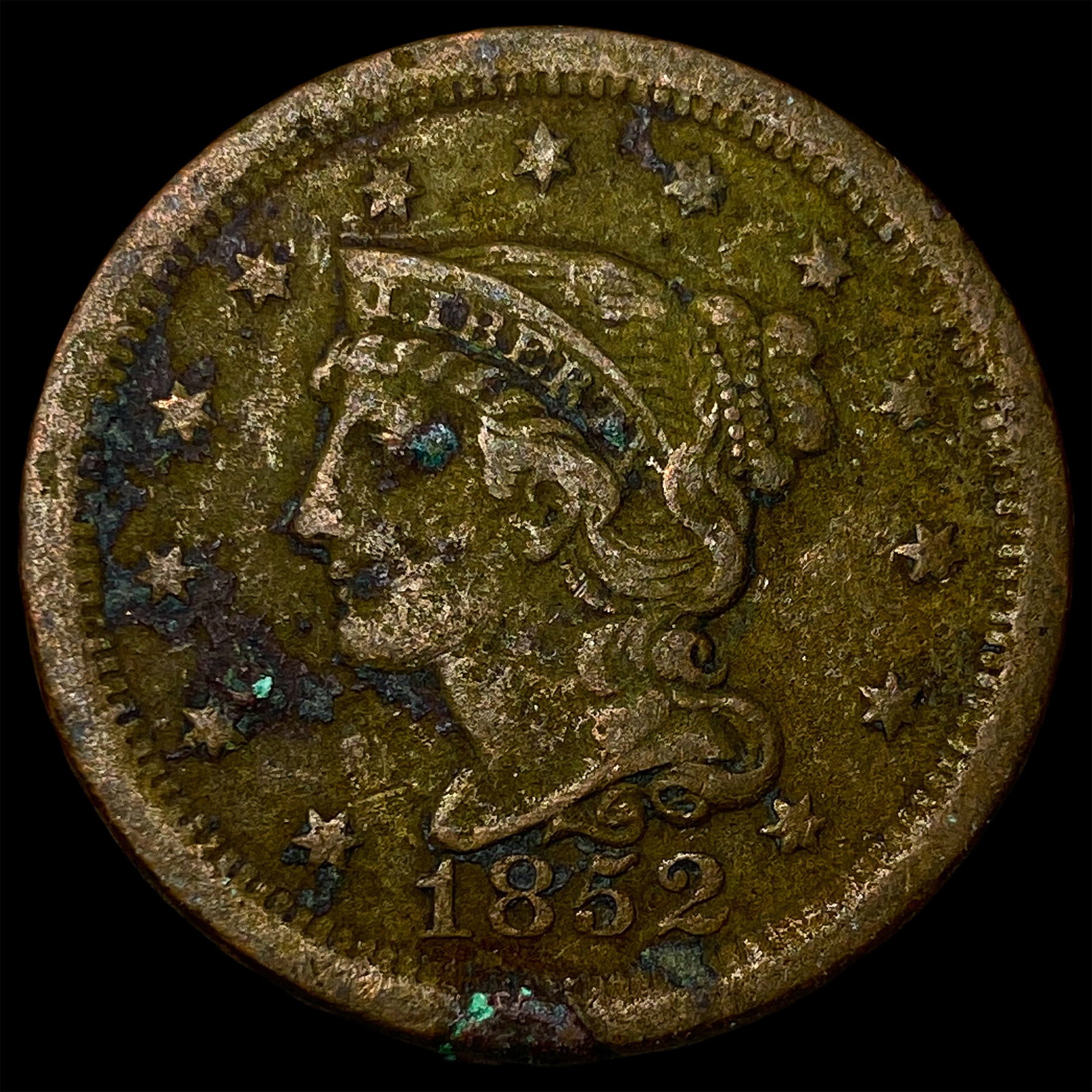 1852 Braided Hair Large Cent LIGHTLY CIRCULATED: 1852 Braided Hair Large Cent LIGHTLY CIRCULATED