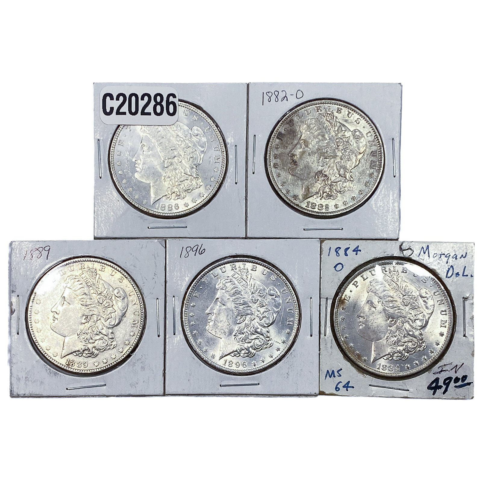 [5 Coins] 1882-1896 Morgan Silver Dollar: [5 Coins] 1882-1896 Morgan Silver Dollar