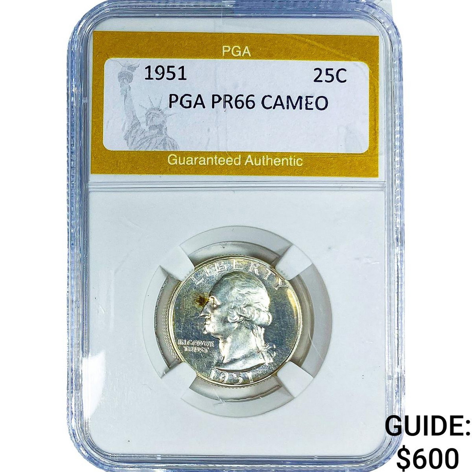 1951 Washington Silver Quarter PGA PR66 CAMEO: 1951 Washington Silver Quarter PGA PR66 CAMEO