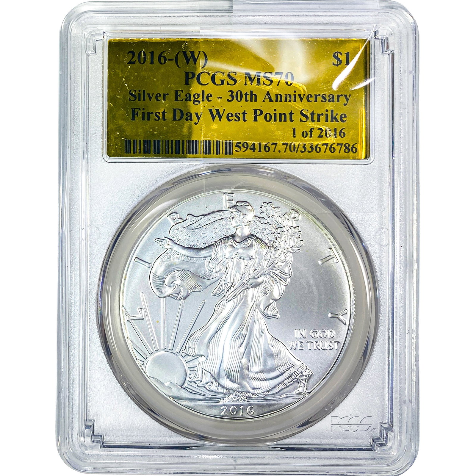 2016-W Silver Eagle PCGS MS70: 2016-W Silver Eagle PCGS MS70