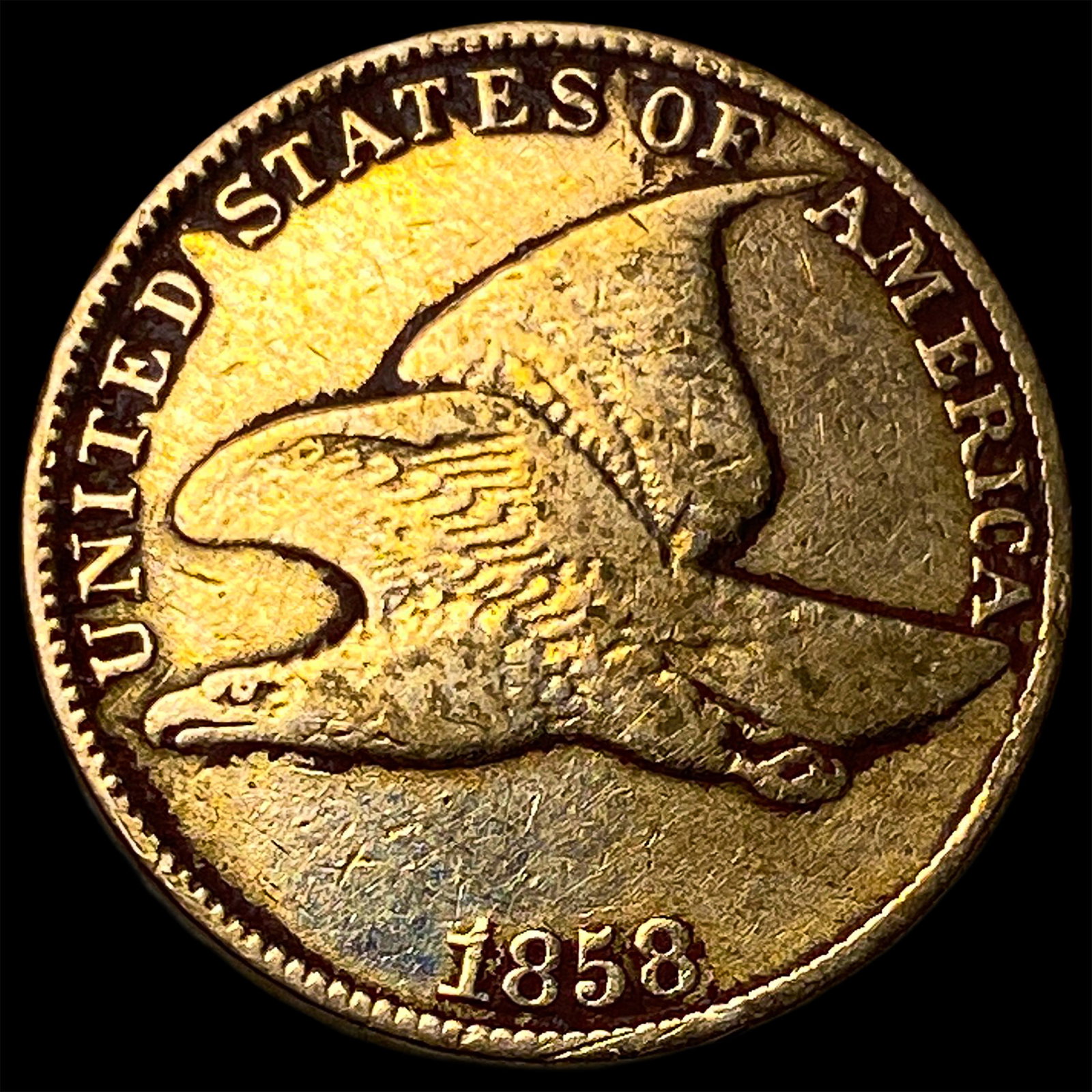 1858 Copper-Nickel Flying Eagle Cent NEARLY UNCIRCULATED (1 of 2)