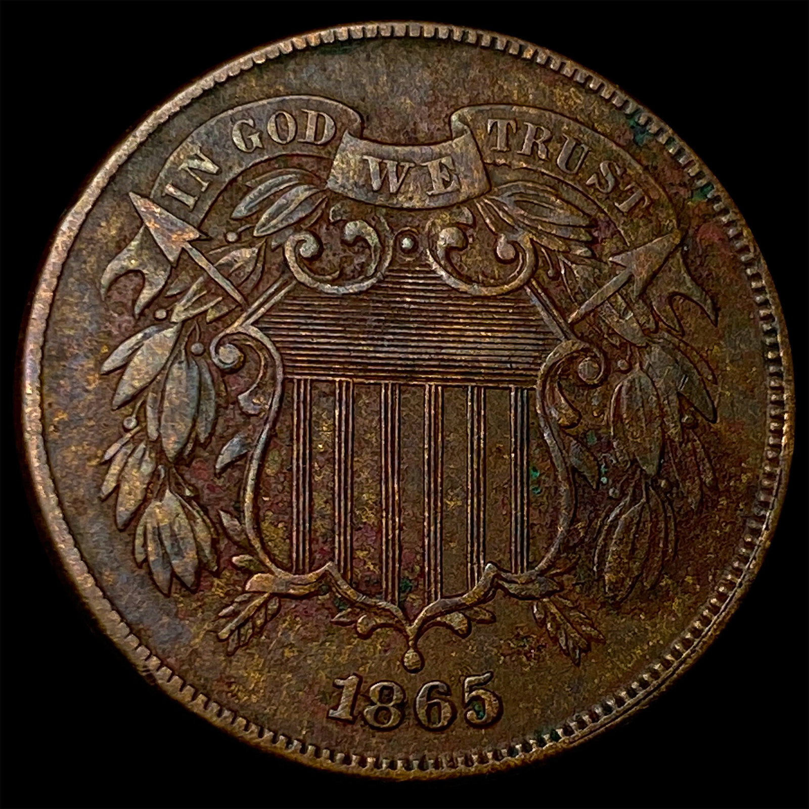 1865 Copper Two-Cent Piece CLOSELY UNCIRCULATED (1 of 2)