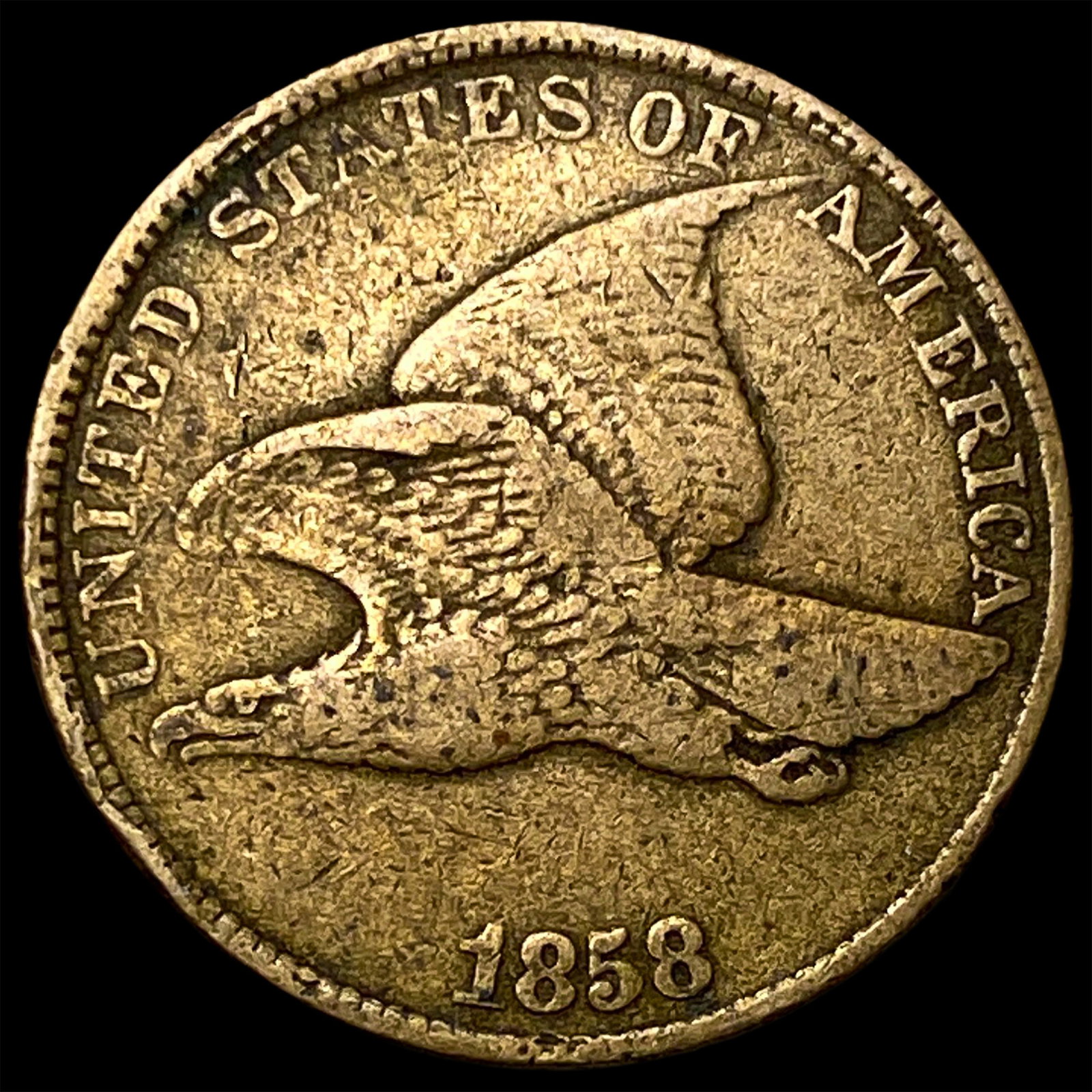 1858 Copper-Nickel Flying Eagle Cent NEARLY UNCIRCULATED: 1858 Copper-Nickel Flying Eagle Cent NEARLY UNCIRCULATED