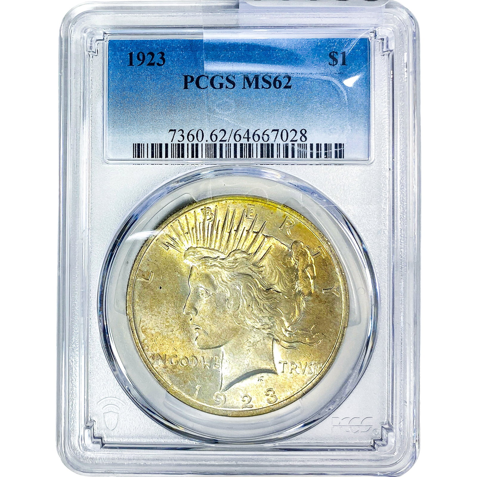 1923 Silver Peace Dollar PCGS MS62: 1923 Silver Peace Dollar PCGS MS62