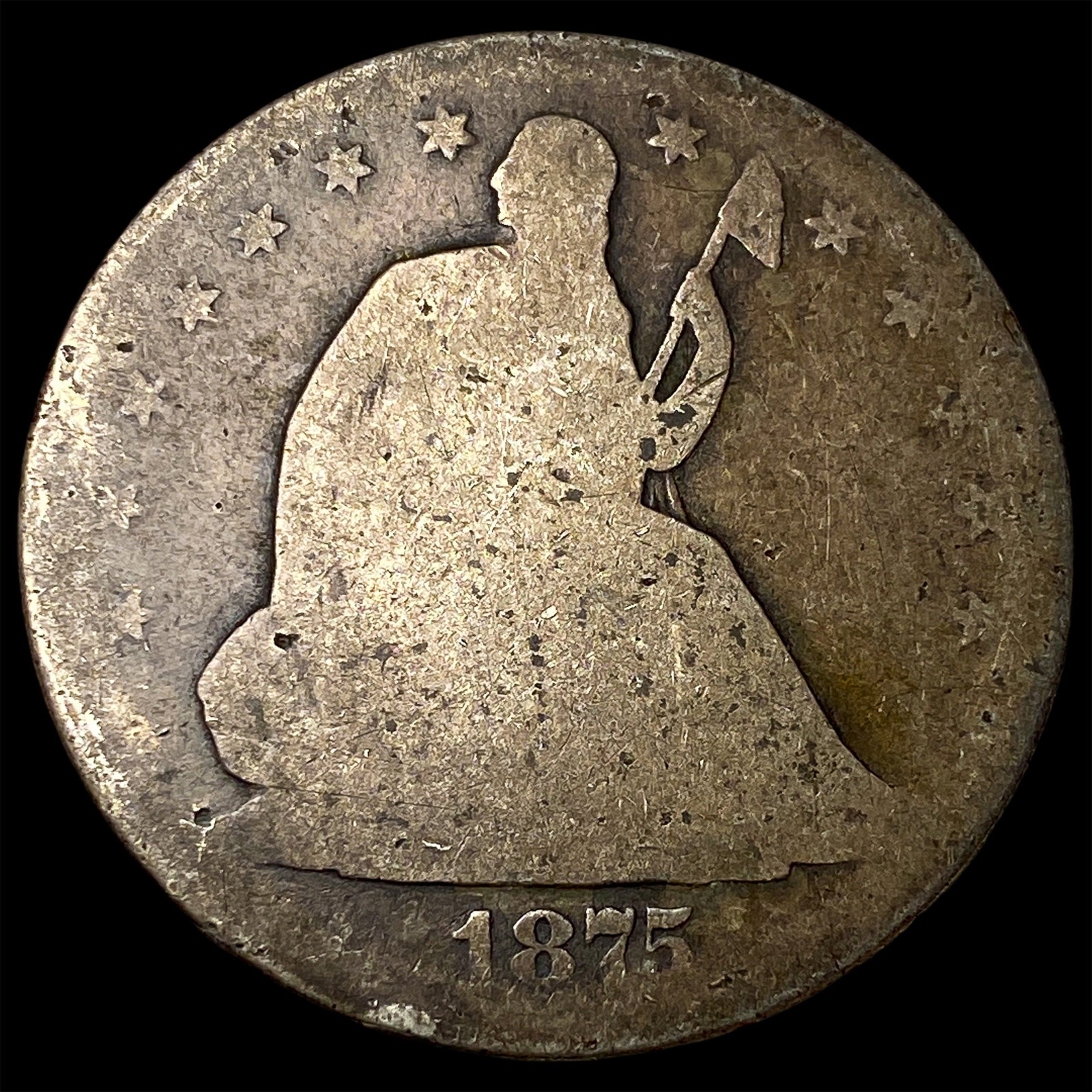 1875-S Silver Half Dollar (Seated Liberty) NICELY CIRCULATED (1 of 2)