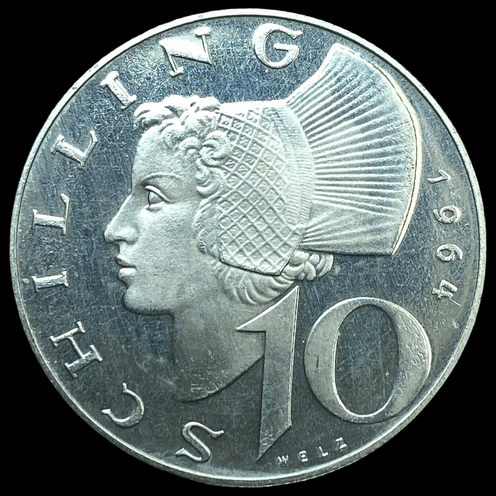 1964 Austria Silver 10 Schilling: 1964 Austria Silver 10 Schilling