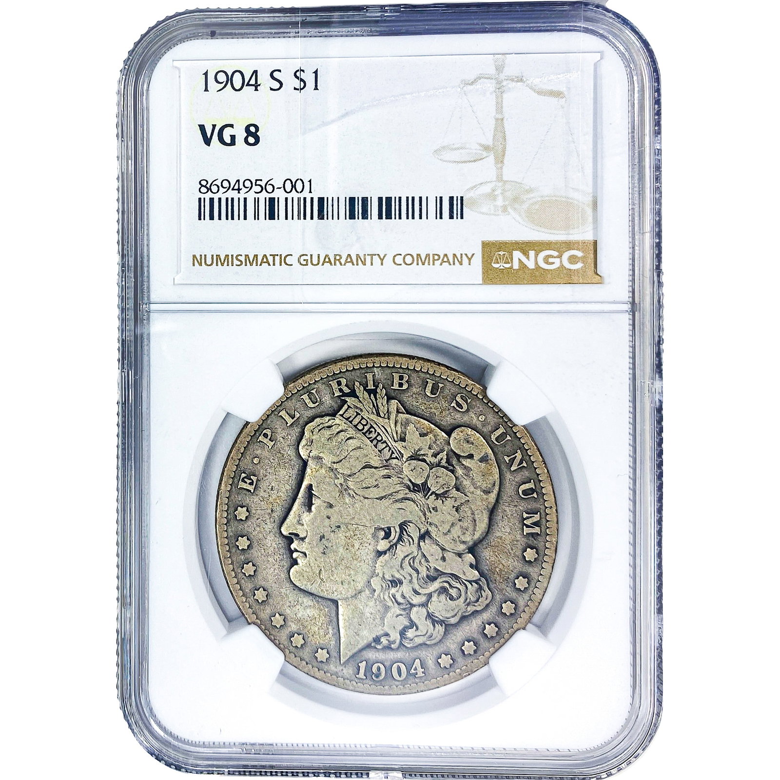 1904-S Morgan Silver Dollar NGC VG8: 1904-S Morgan Silver Dollar NGC VG8