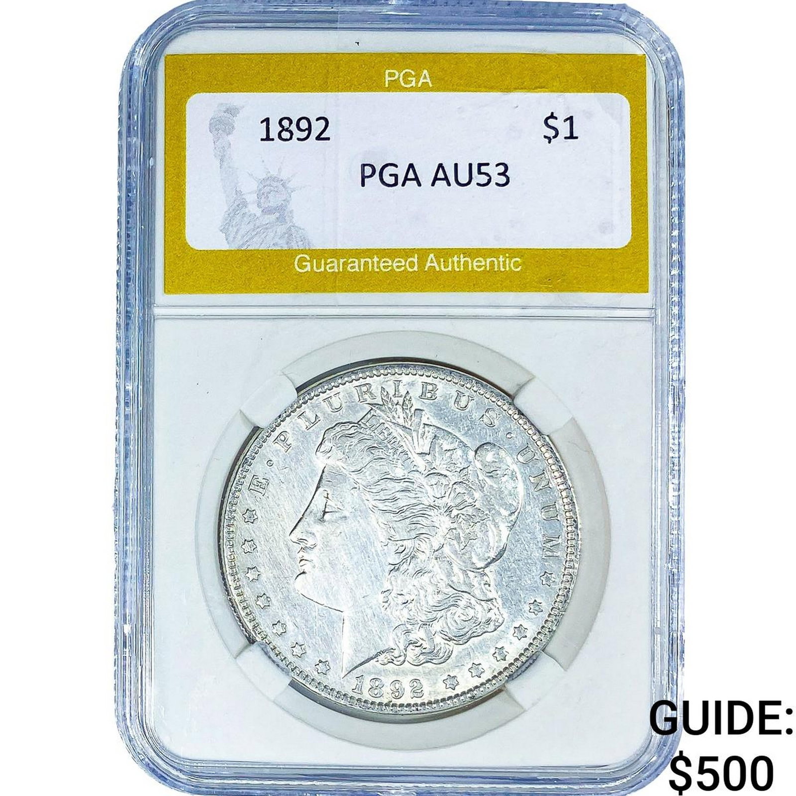 1892 Morgan Silver Dollar PGA AU53: 1892 Morgan Silver Dollar PGA AU53