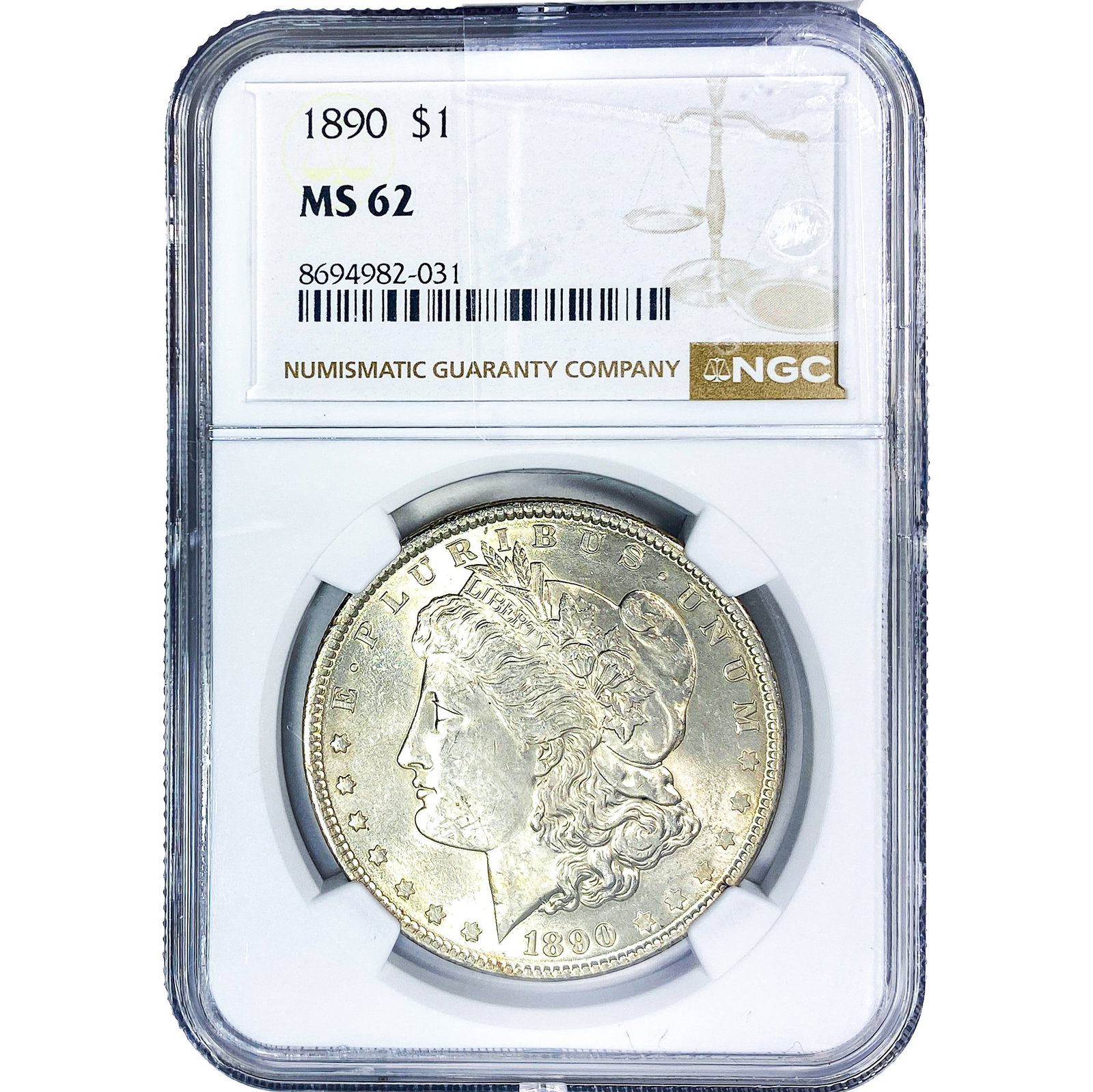 1890 Morgan Silver Dollar NGC MS62: 1890 Morgan Silver Dollar NGC MS62