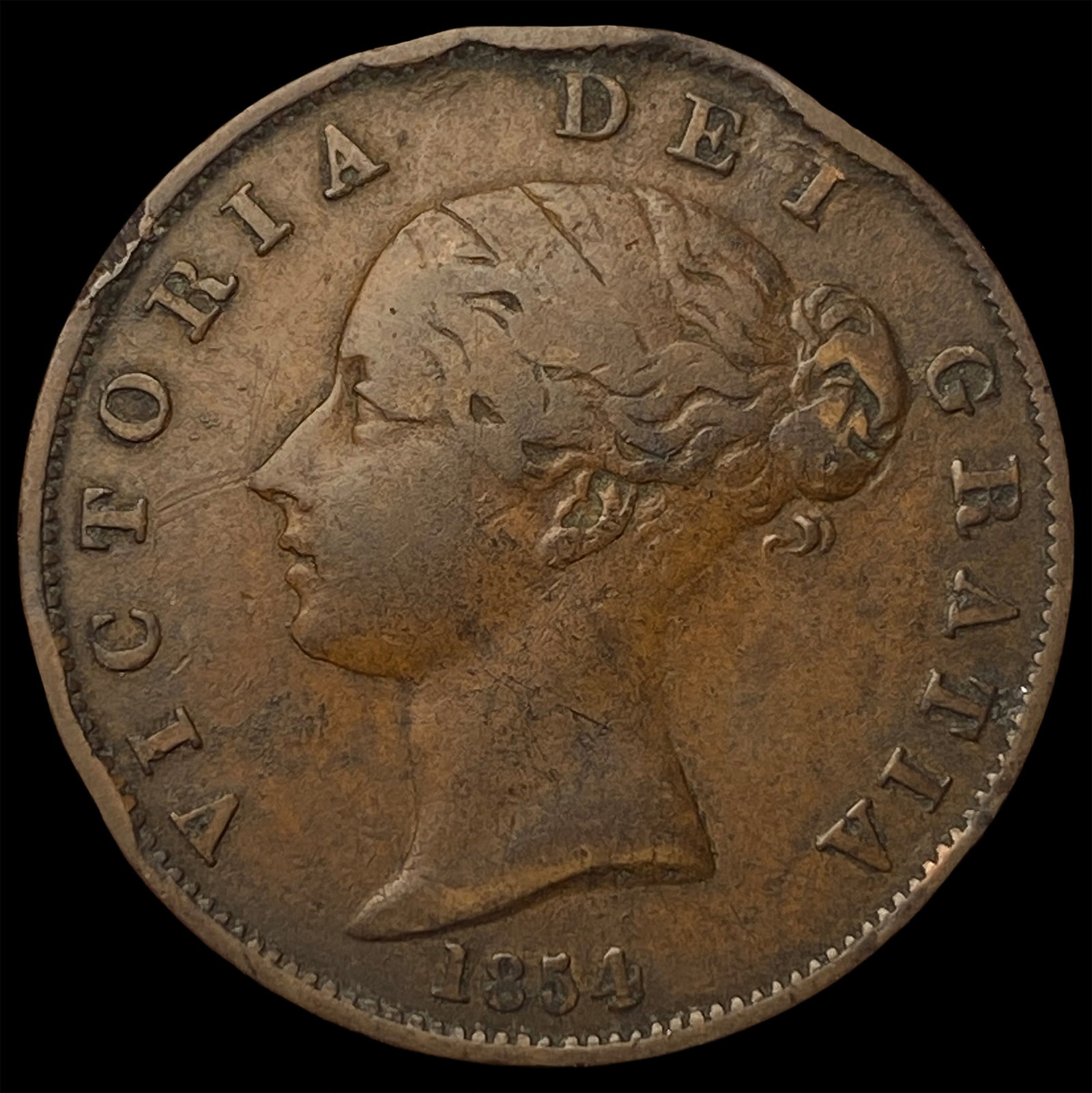 1854 Great Britain Copper 1/2 Penny (1 of 2)