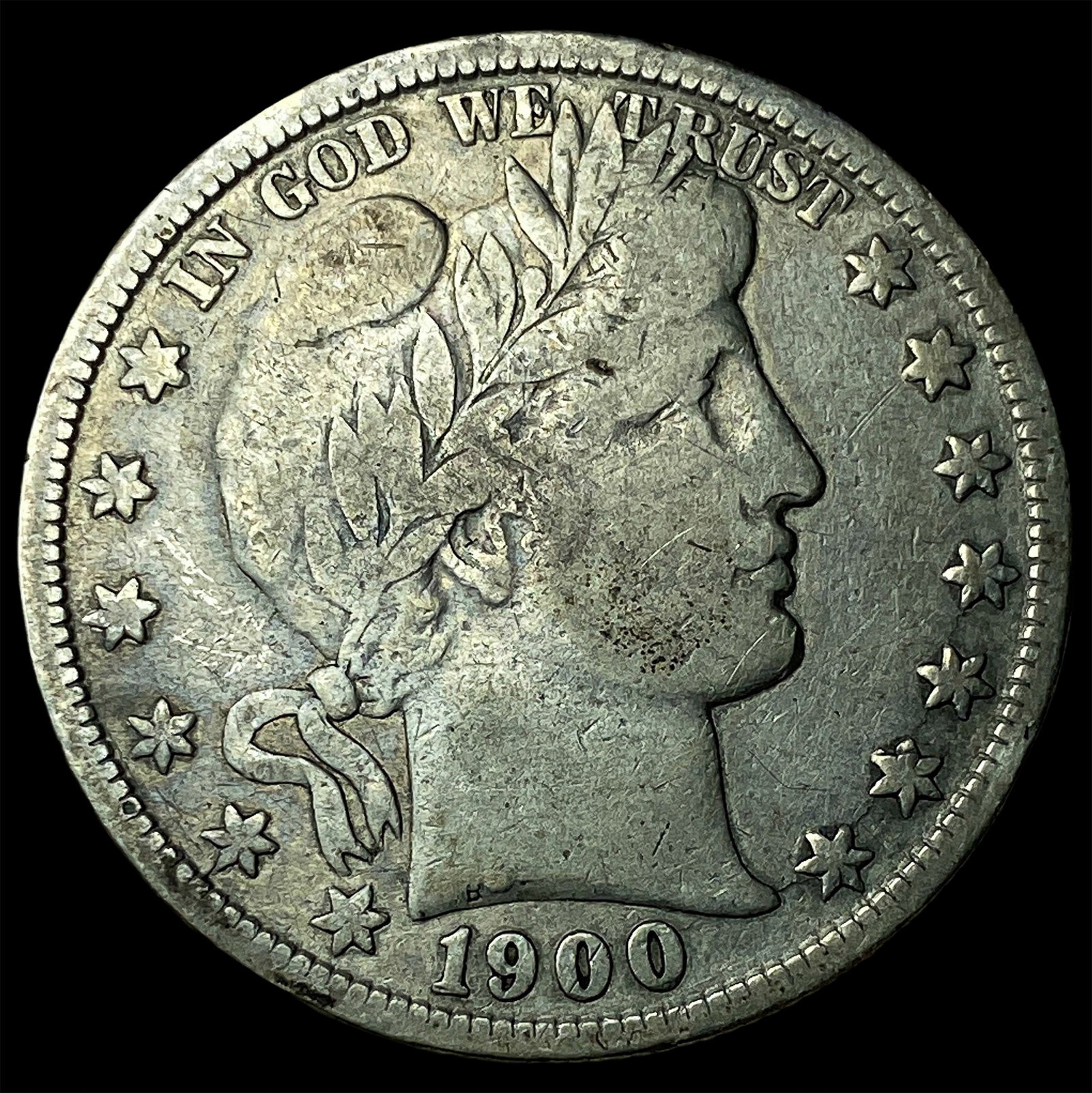 1900-S Silver Barber Half Dollar LIGHTLY CIRCULATED: 1900-S Silver Barber Half Dollar LIGHTLY CIRCULATED
