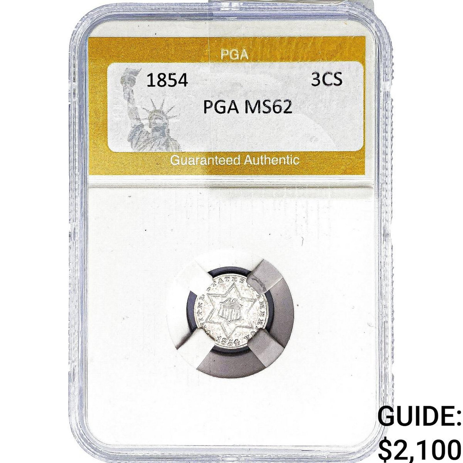1854 Silver Three Cent PGA MS62: 1854 Silver Three Cent PGA MS62