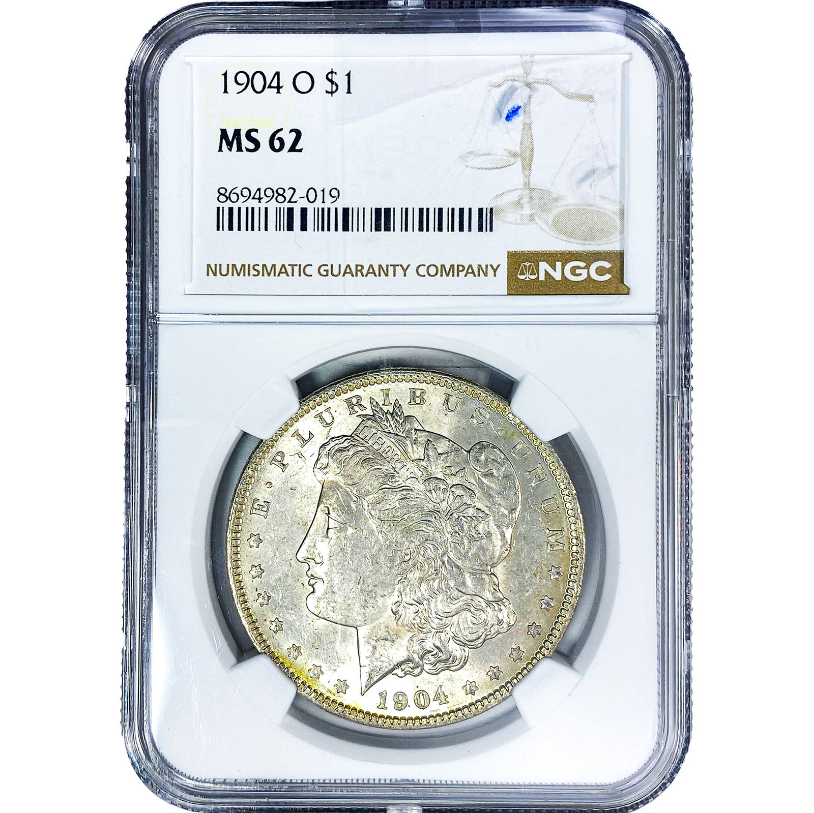 1904-O Morgan Silver Dollar NGC MS62: 1904-O Morgan Silver Dollar NGC MS62