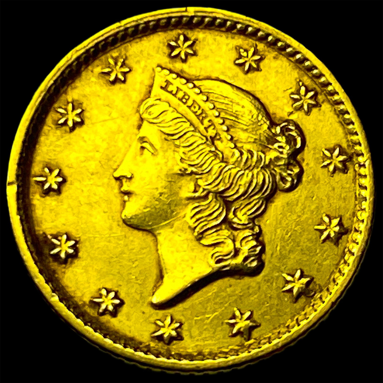 1854 Gold $1 Liberty Head Type 1 CLOSELY UNCIRCULATED: 1854 Gold $1 Liberty Head Type 1 CLOSELY UNCIRCULATED