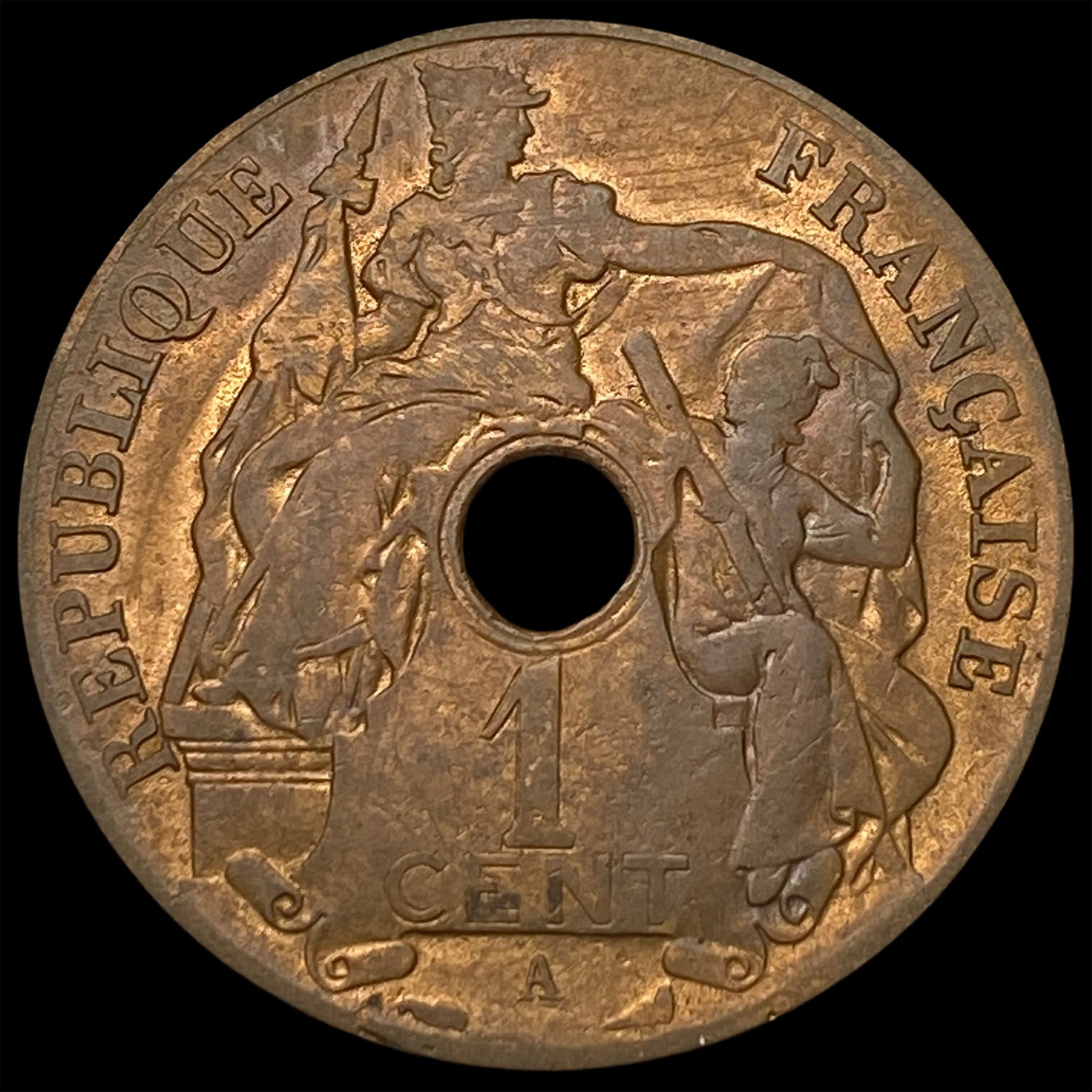 1919 French Indo-China Bronze Cent: 1919 French Indo-China Bronze Cent