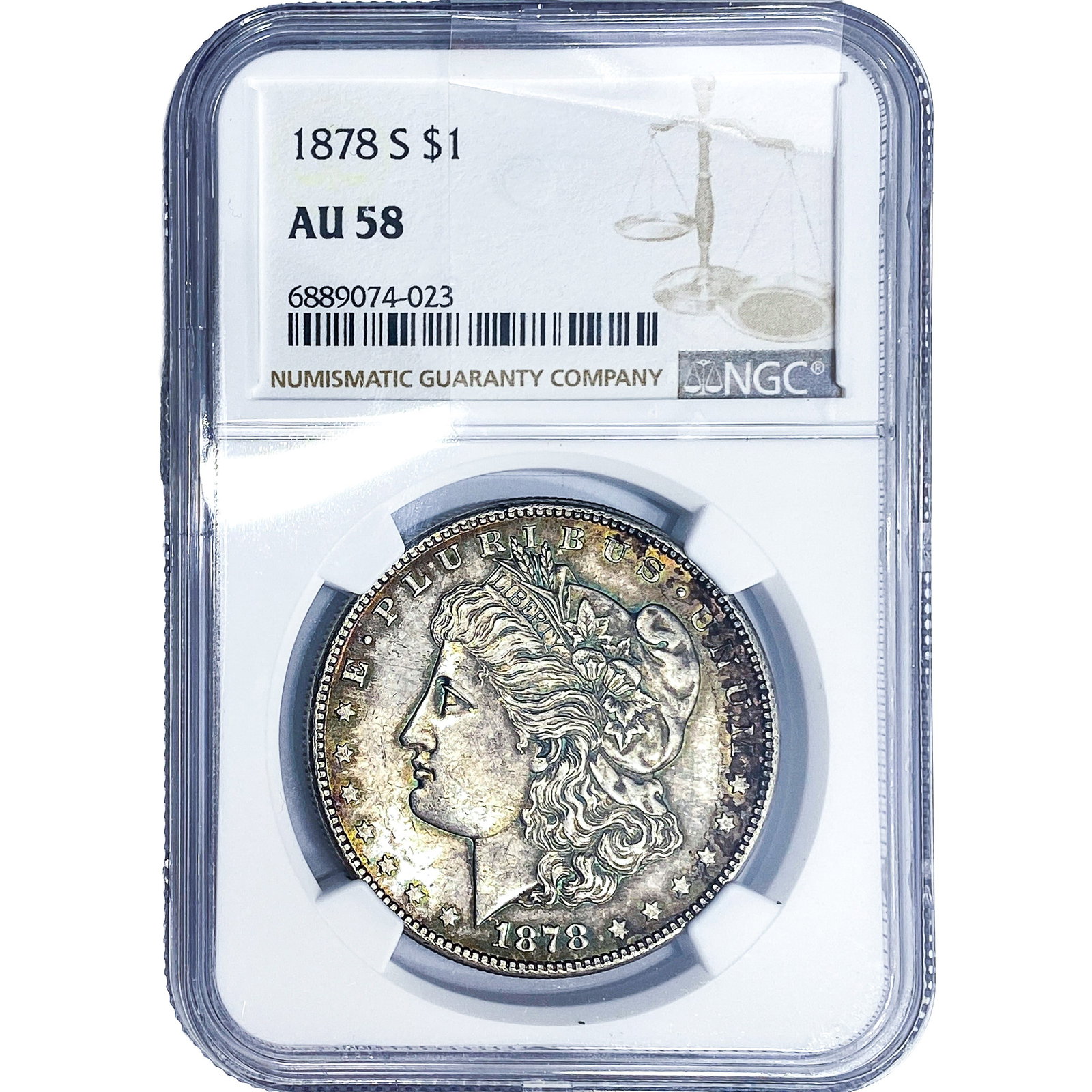 1878-S Morgan Silver Dollar NGC AU58: 1878-S Morgan Silver Dollar NGC AU58