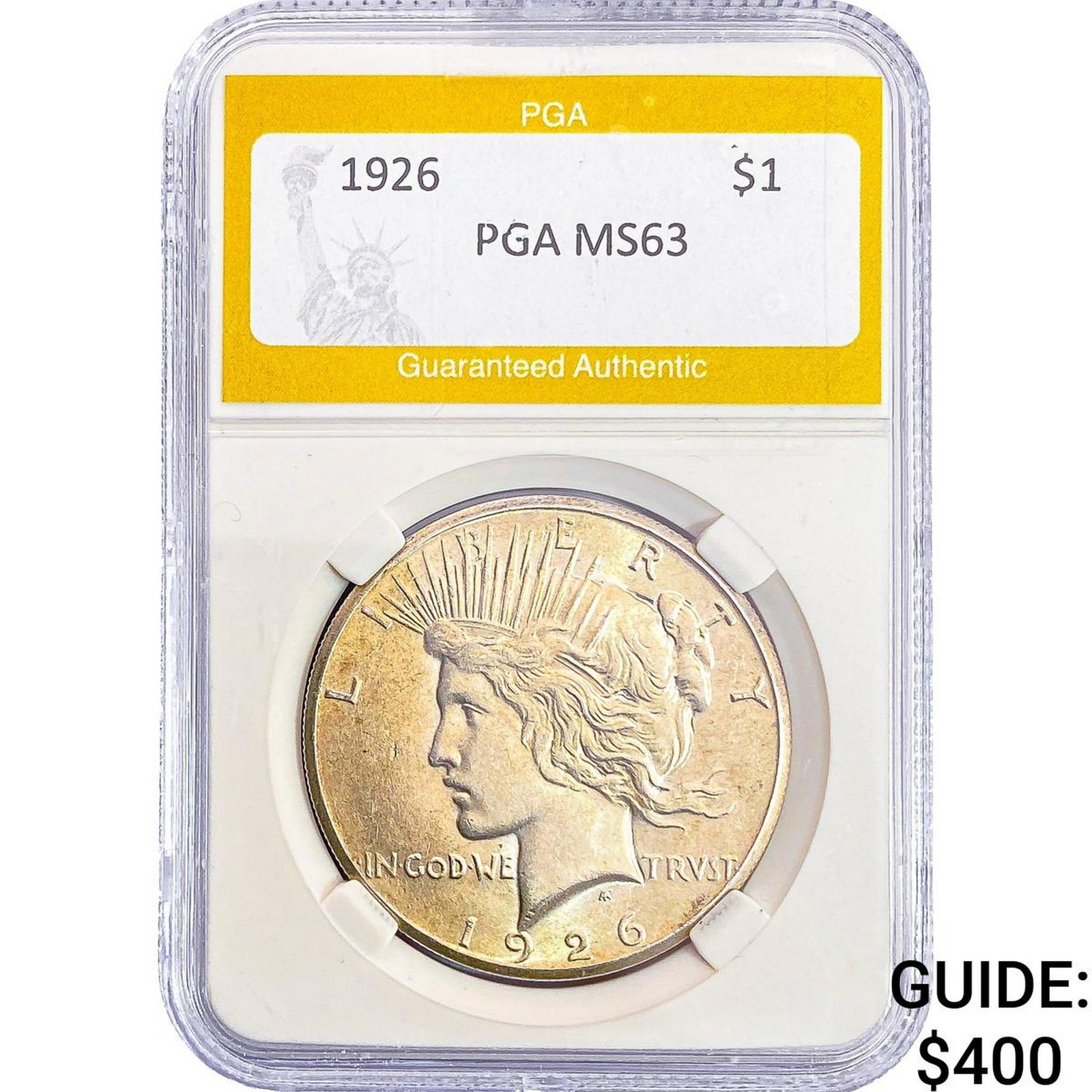 1926 Silver Peace Dollar PGA MS63: 1926 Silver Peace Dollar PGA MS63