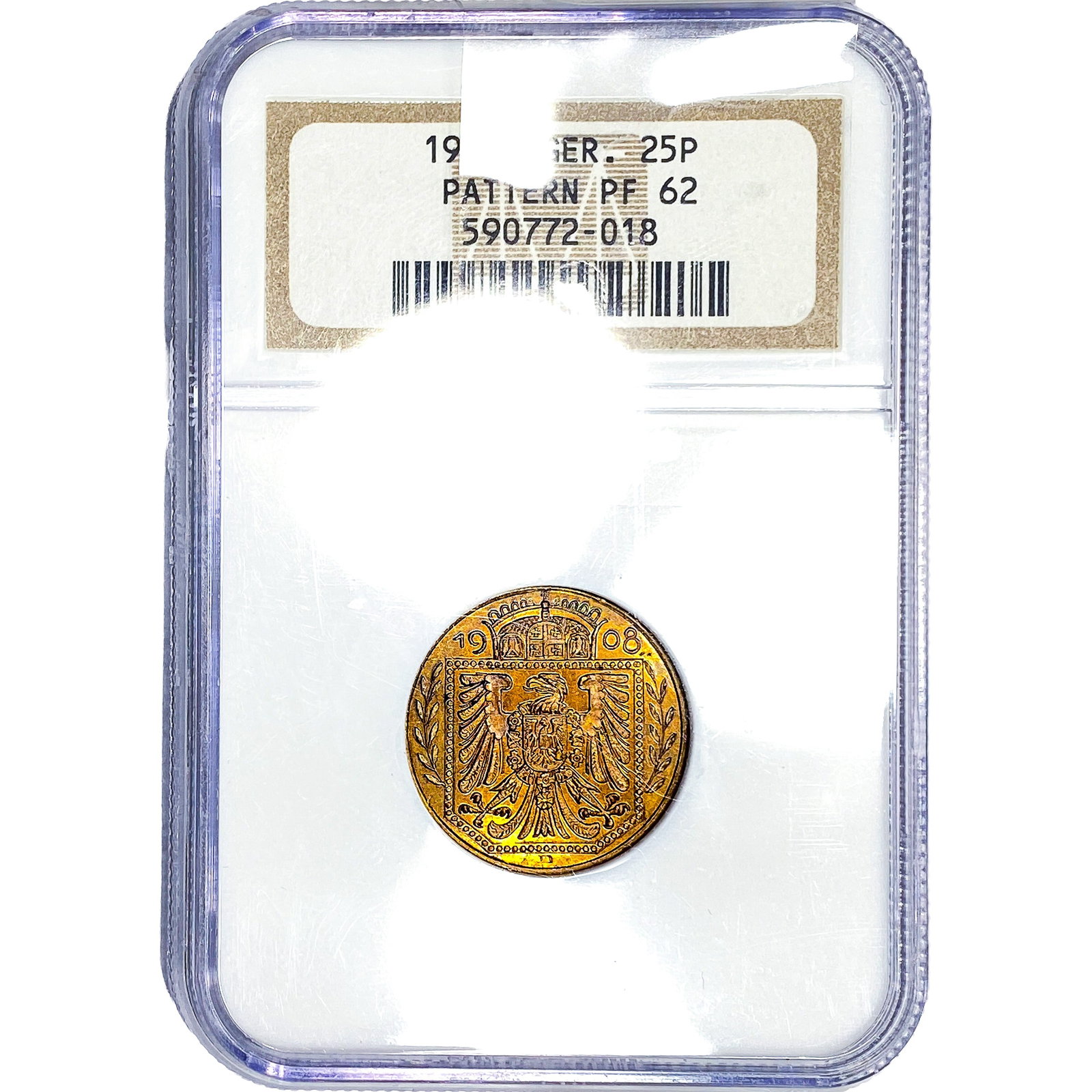 1908-D Germany 25P Pattern NGC PF62: 1908-D Germany 25P Pattern NGC PF62
