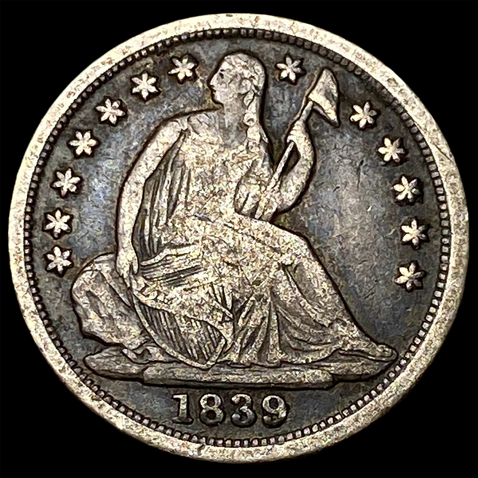 1839-O Silver Seated Liberty Half Dime NEARLY UNCIRCULATED: 1839-O Silver Seated Liberty Half Dime NEARLY UNCIRCULATED
