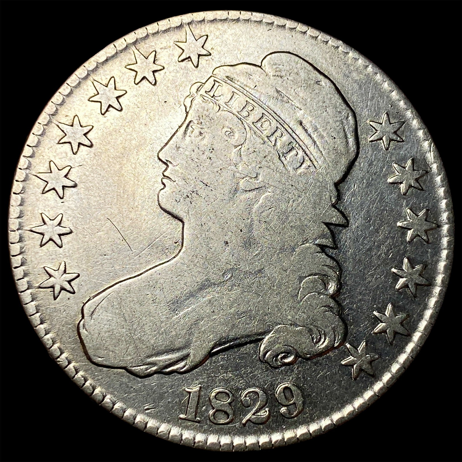 1829 Capped Bust Half Dollar NICELY CIRCULATED: 1829 Capped Bust Half Dollar NICELY CIRCULATED