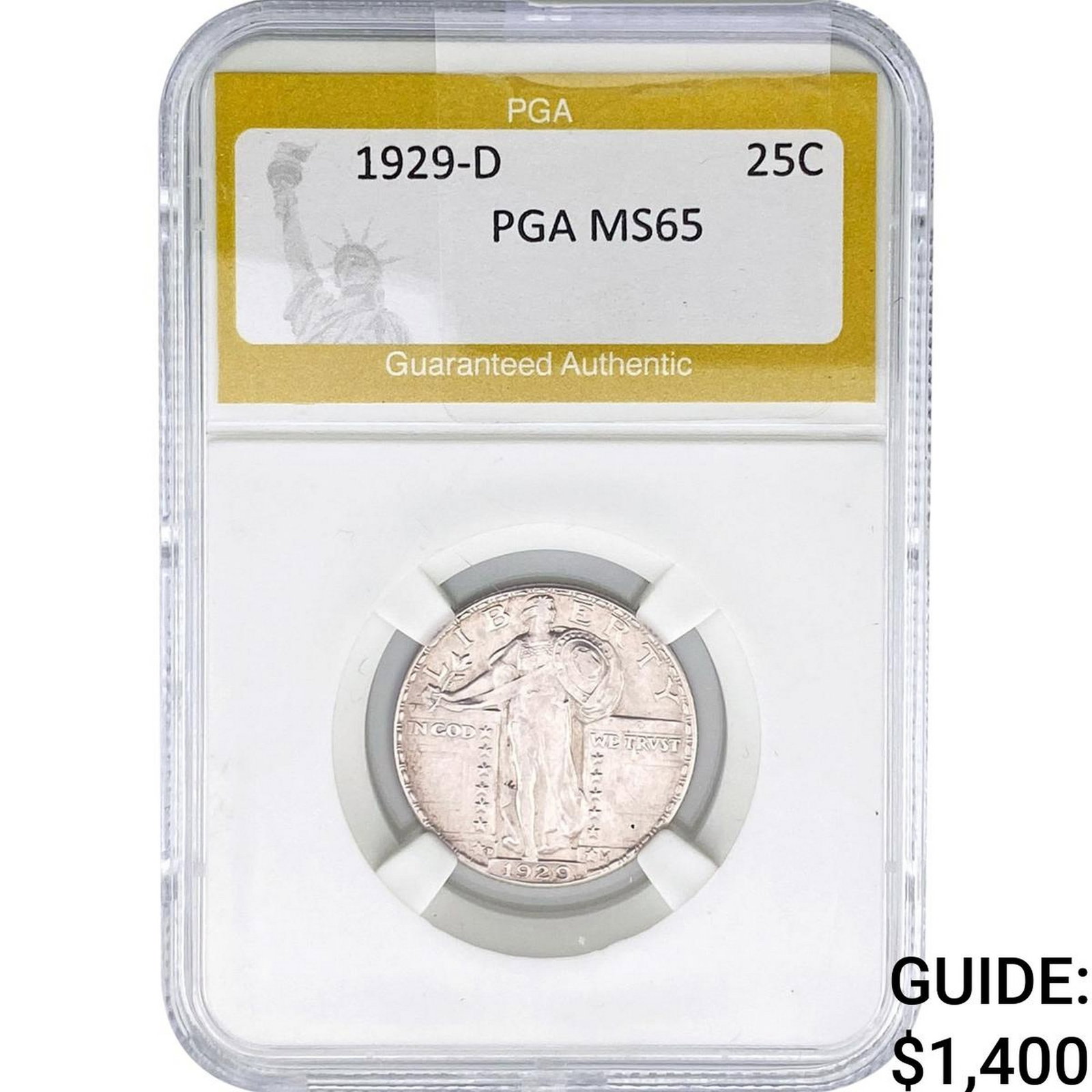 1929-D Standing Liberty Quarter PGA MS65: 1929-D Standing Liberty Quarter PGA MS65