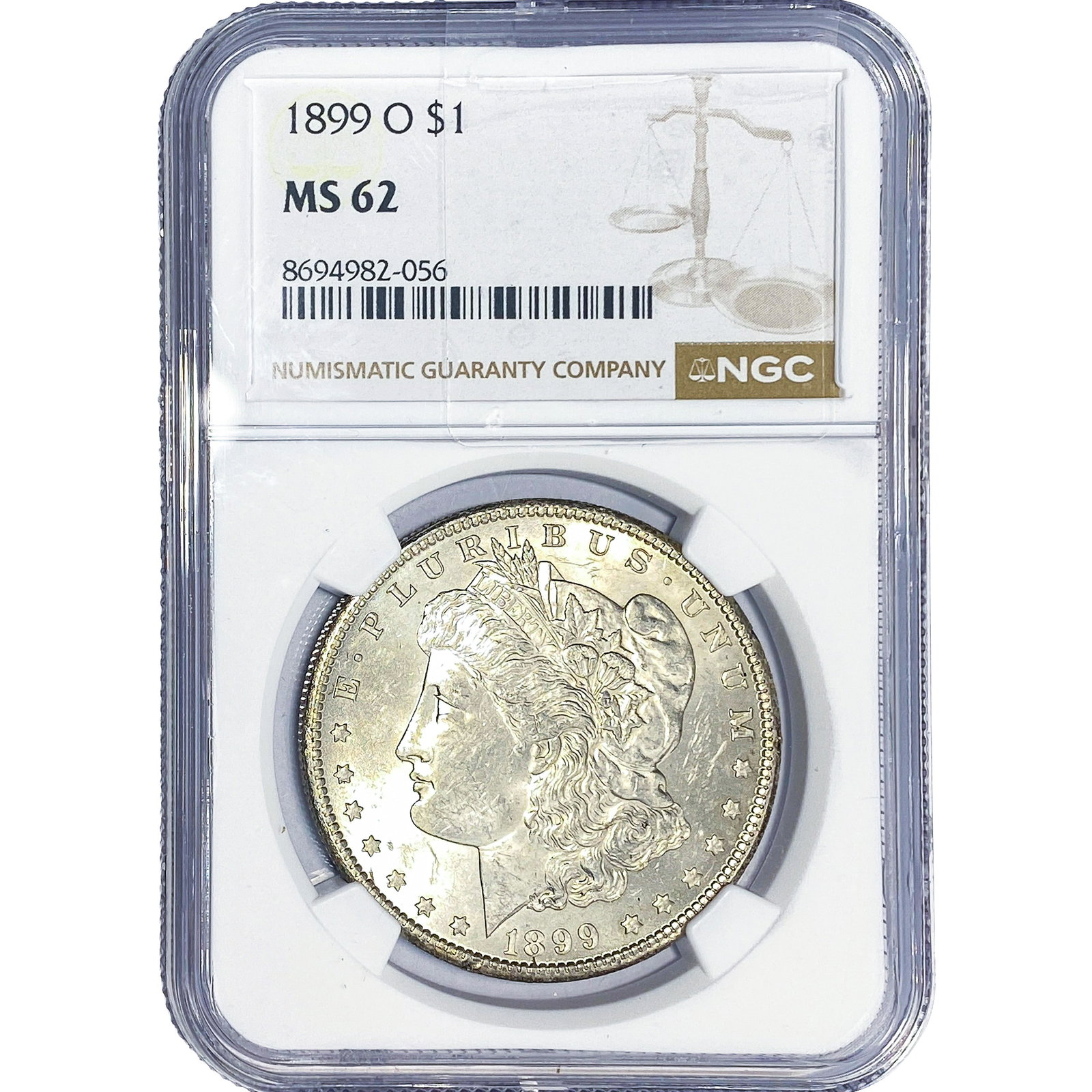 1899-O Morgan Silver Dollar NGC MS62: 1899-O Morgan Silver Dollar NGC MS62