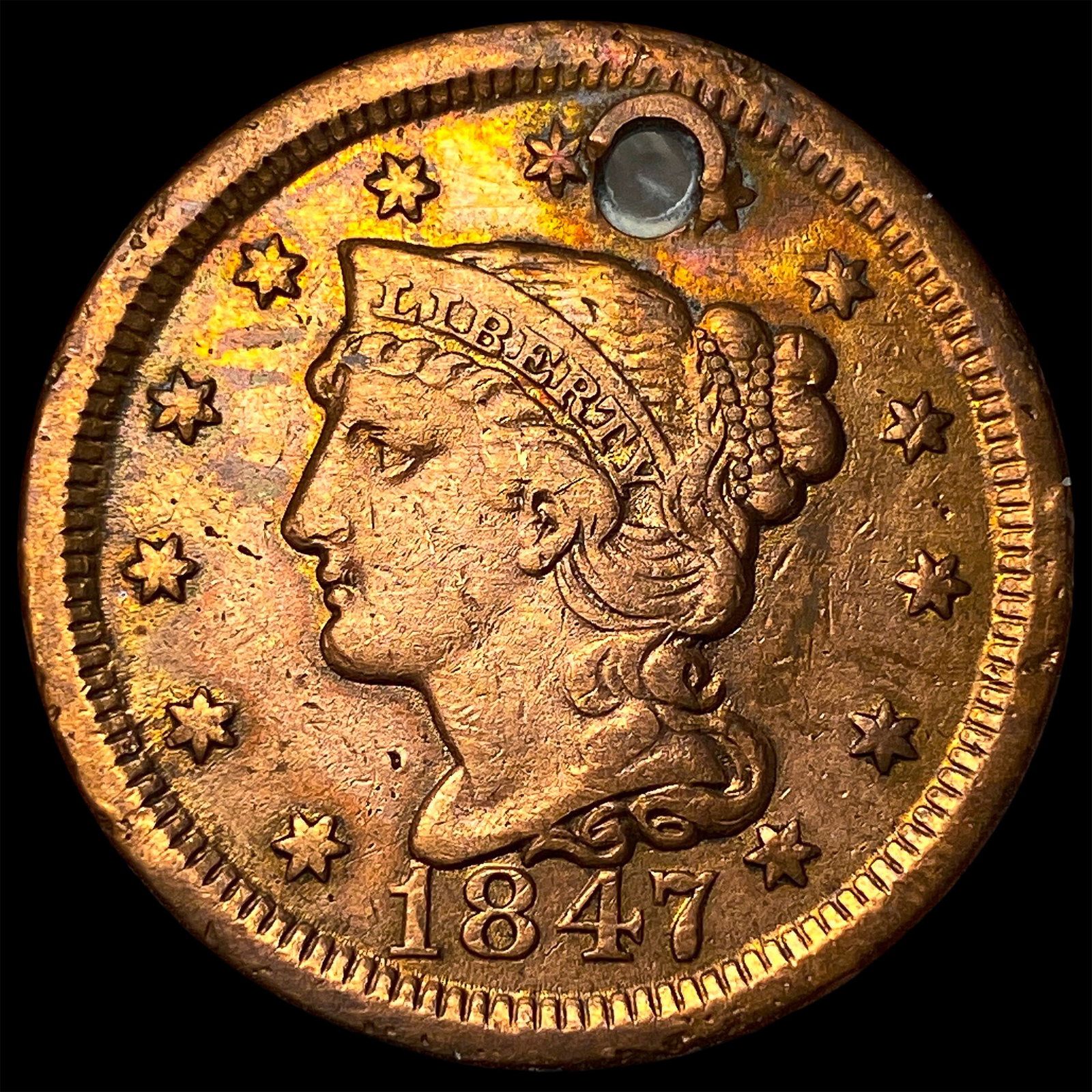 1847 Braided Hair Large Cent HIGH GRADE: 1847 Braided Hair Large Cent HIGH GRADE