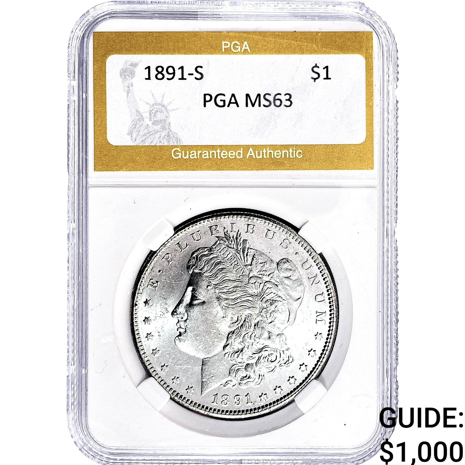 1891-S Morgan Silver Dollar PGA MS63: 1891-S Morgan Silver Dollar PGA MS63