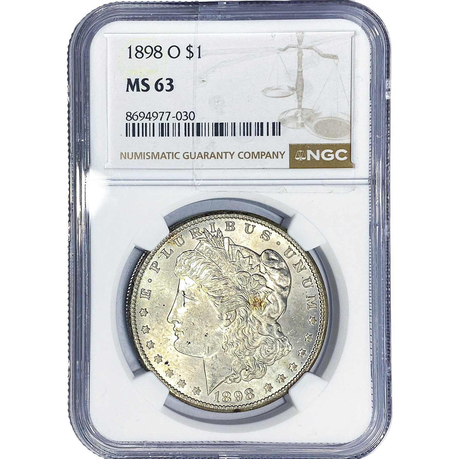 1898-O Morgan Silver Dollar NGC MS63: 1898-O Morgan Silver Dollar NGC MS63