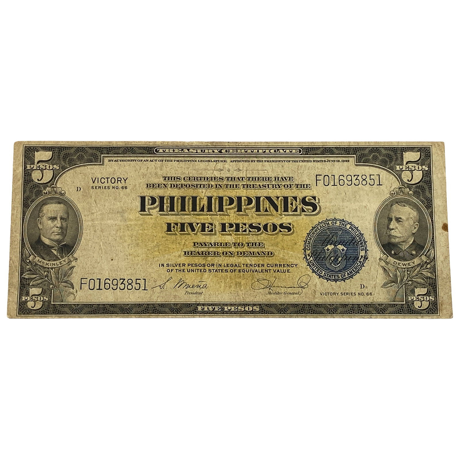 U.S. Philippines 5 Pesos Victory Note: U.S. Philippines 5 Pesos Victory Note