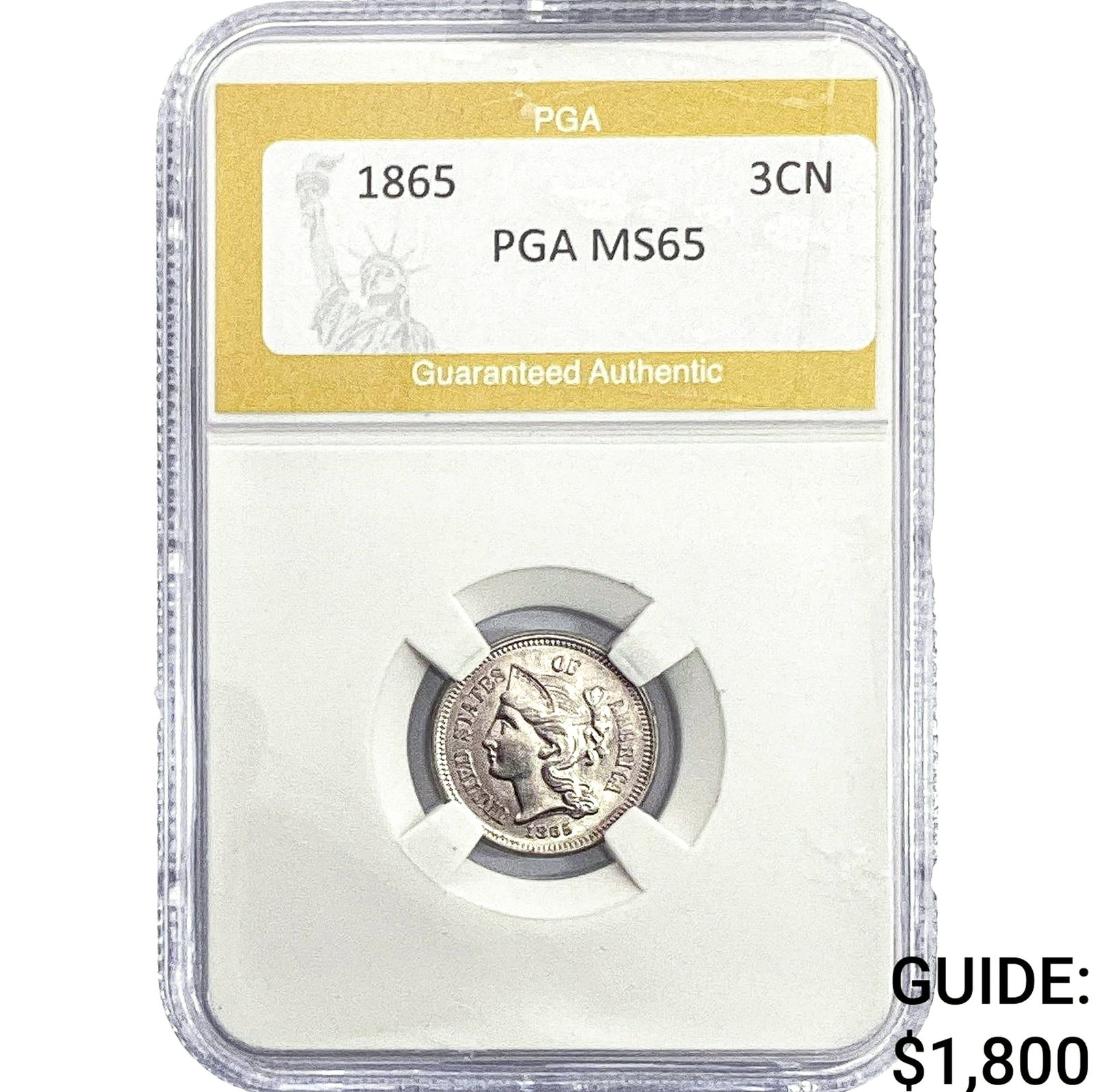 1865 Nickel Three Cent PGA MS65 (1 of 2)