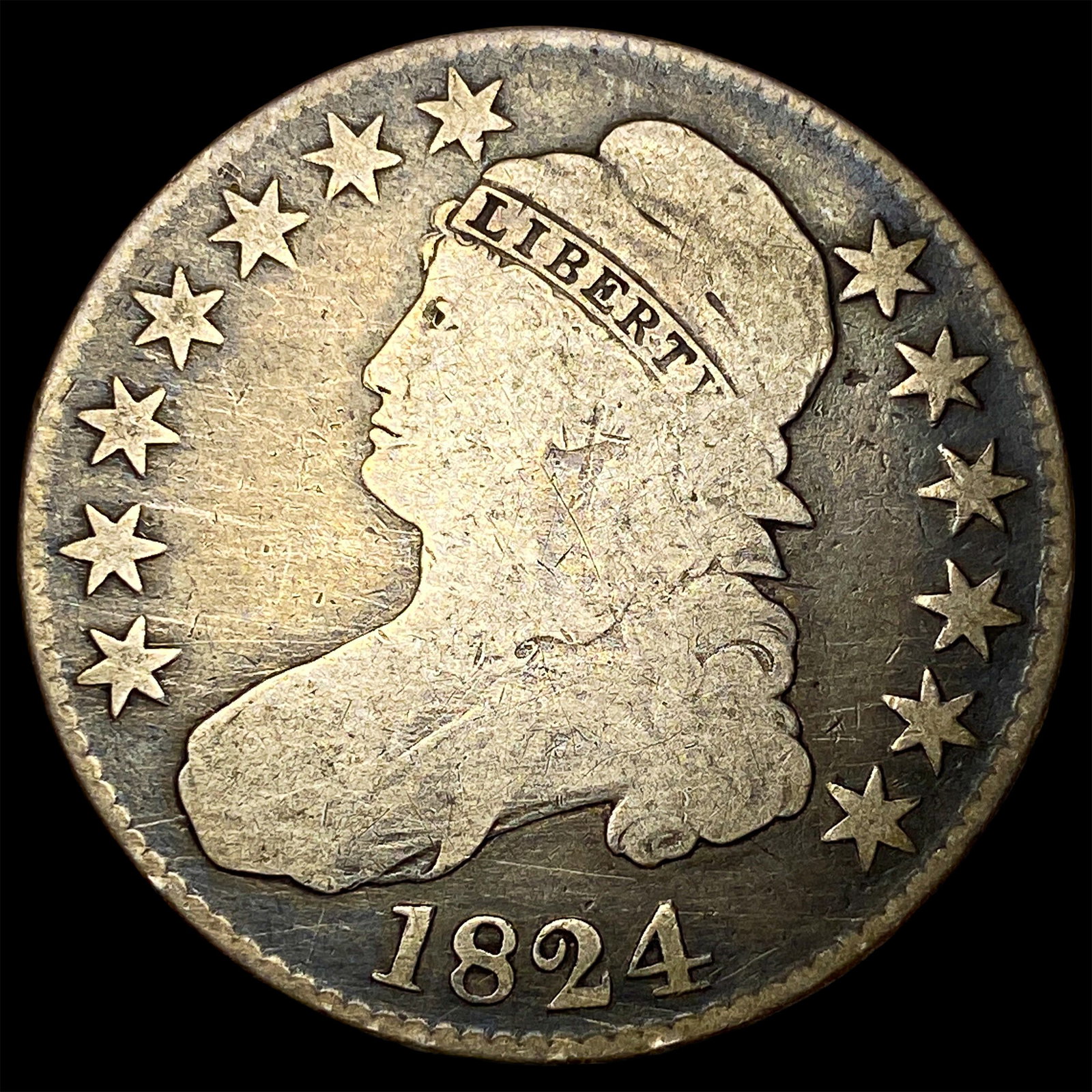 1824 Capped Bust Half Dollar NICELY CIRCULATED (1 of 2)