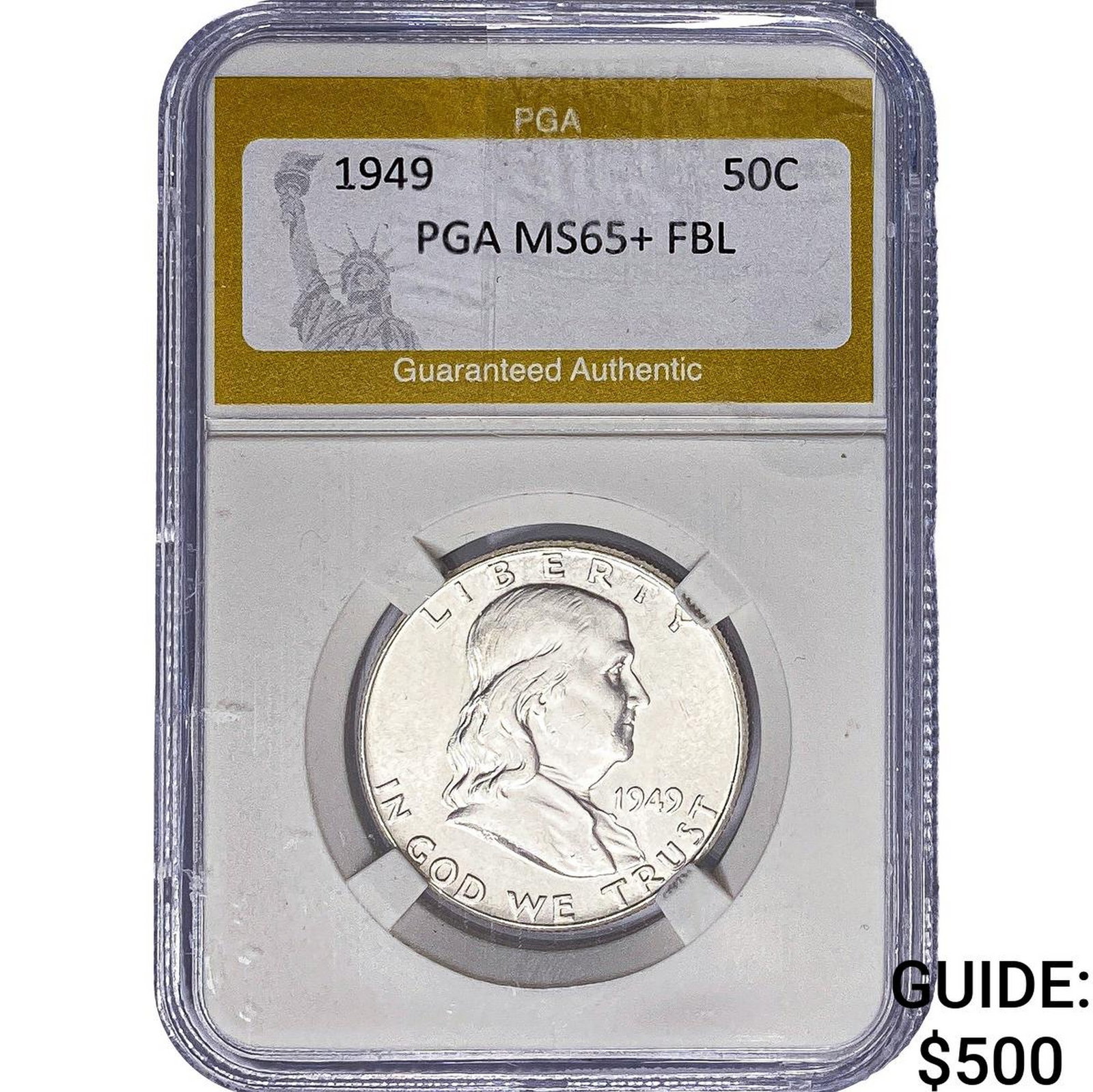 1949 Franklin Half Dollar PGA MS65+ FBL: 1949 Franklin Half Dollar PGA MS65+ FBL