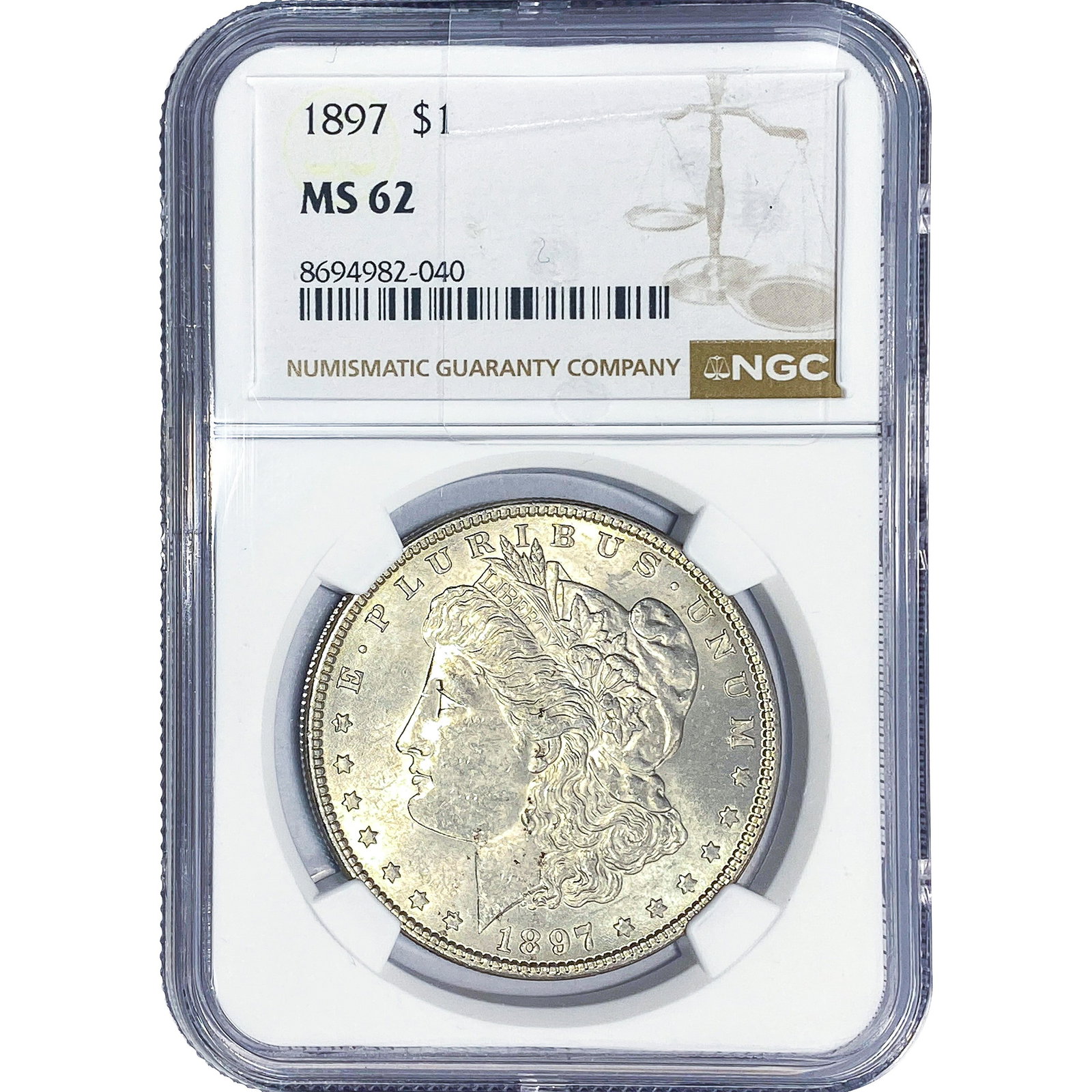 1897 Morgan Silver Dollar NGC MS62: 1897 Morgan Silver Dollar NGC MS62