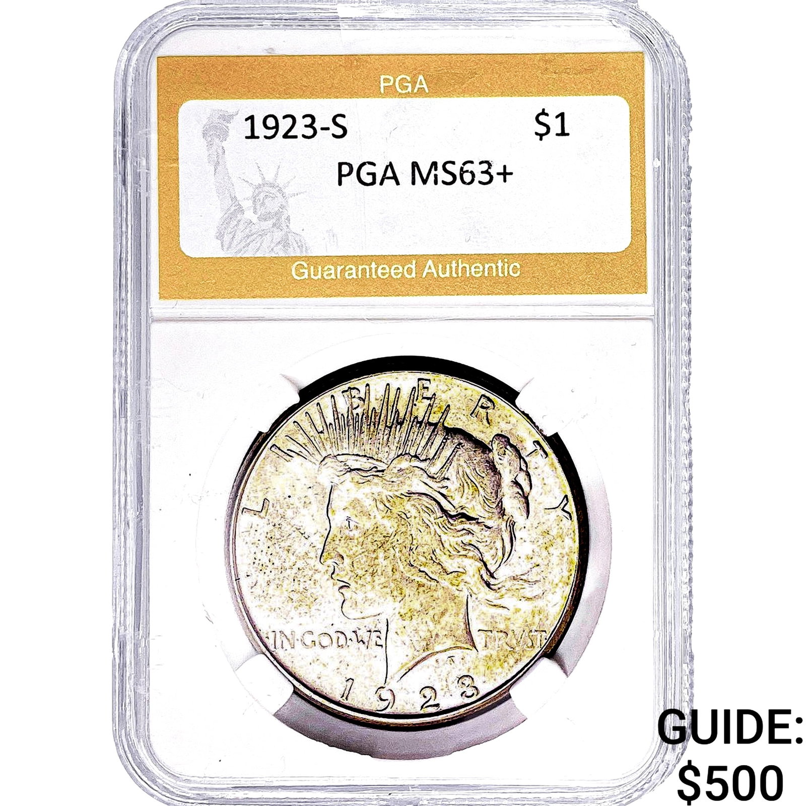 1923-S Silver Peace Dollar PGA MS63+: 1923-S Silver Peace Dollar PGA MS63+