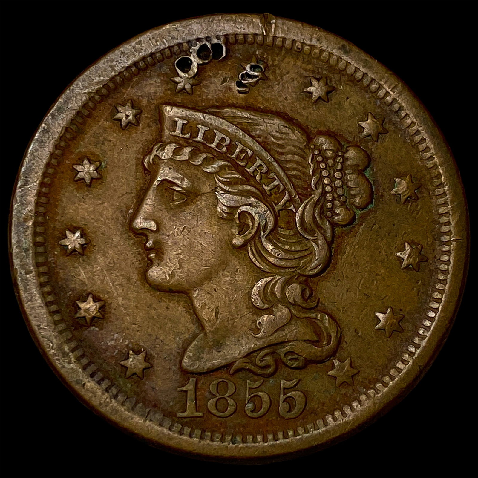 1855 Braided Hair Large Cent HIGH GRADE: 1855 Braided Hair Large Cent HIGH GRADE