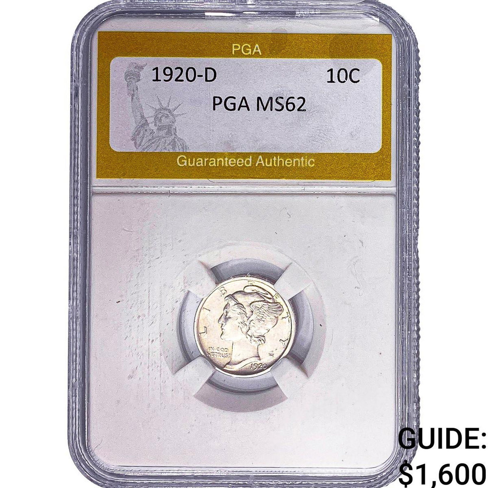 1920-D Mercury Silver Dime PGA MS62: 1920-D Mercury Silver Dime PGA MS62