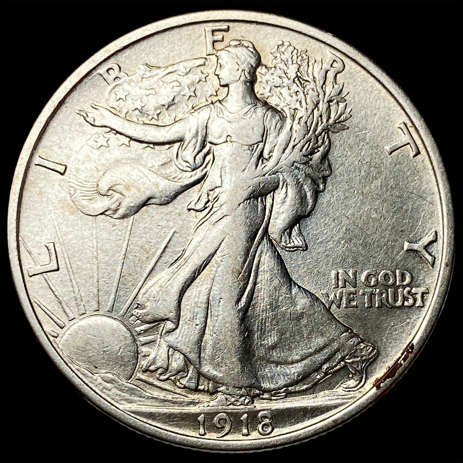 1918-D Silver Walking Liberty Half Dollar CHOICE AU: 1918-D Silver Walking Liberty Half Dollar CHOICE AU