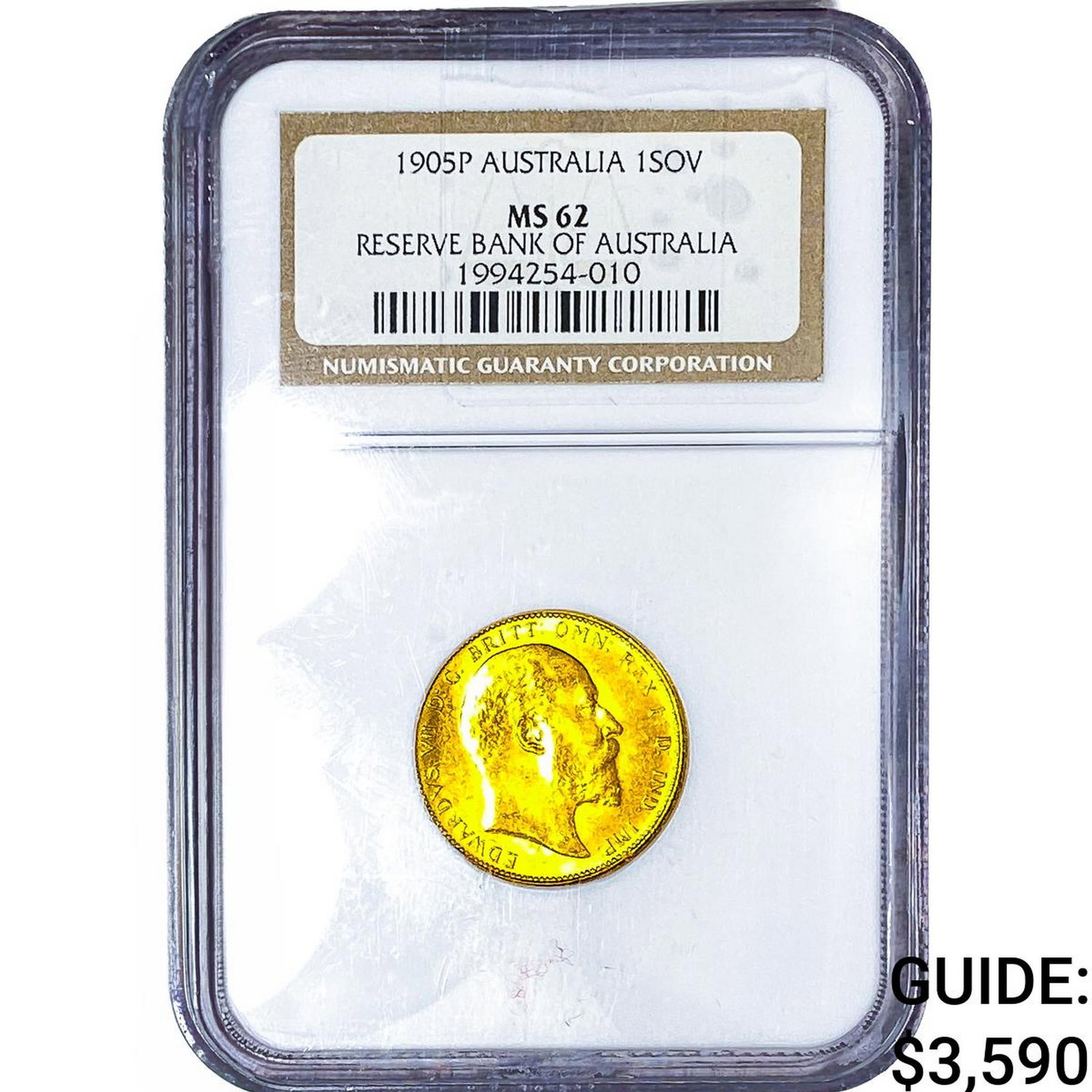 1905P Austrailia Gold 1 Sovereign .2355 AGW NGC MS62 (1 of 2)