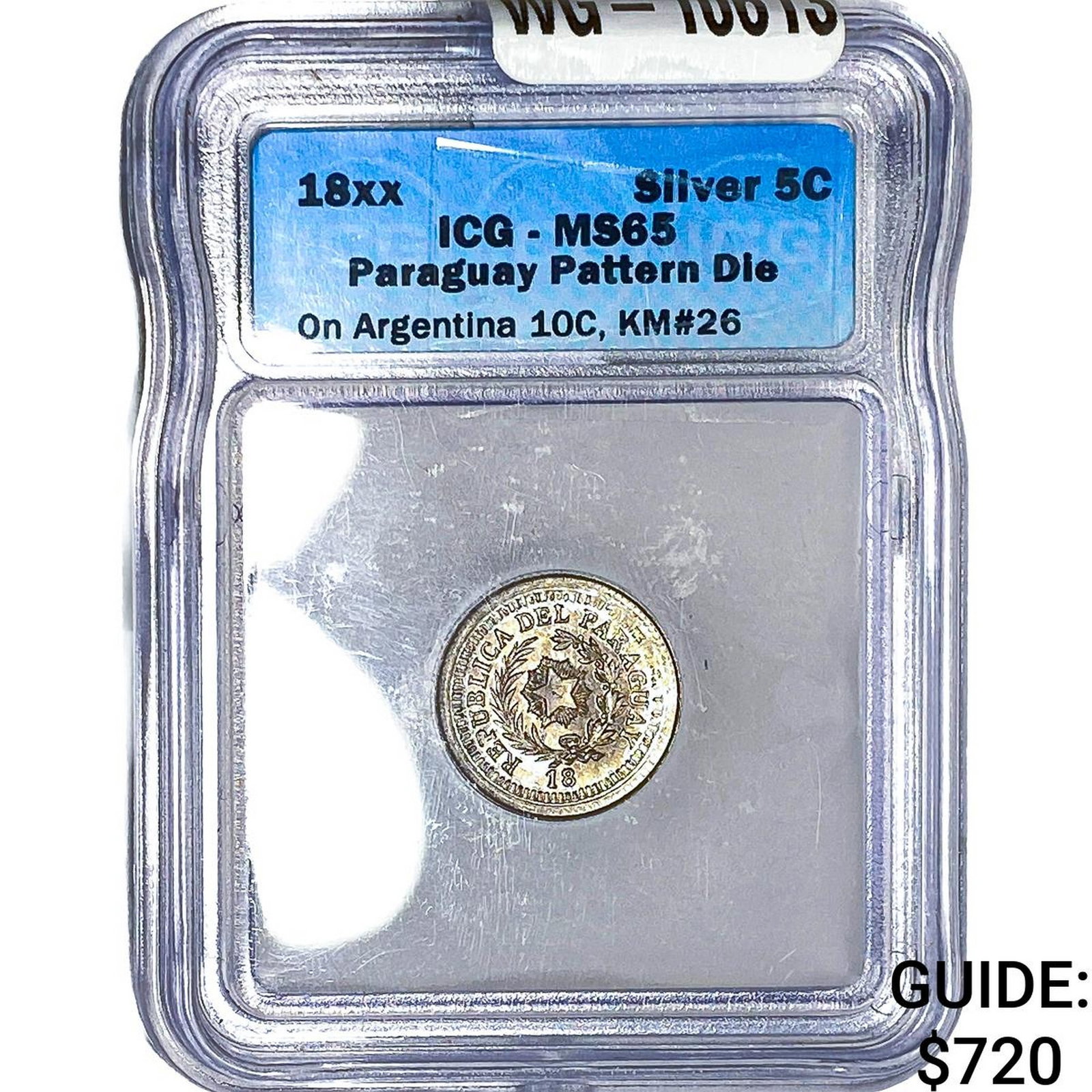 18xx Paraguay Die on Argentina Silver 5 Centavos (1 of 2)