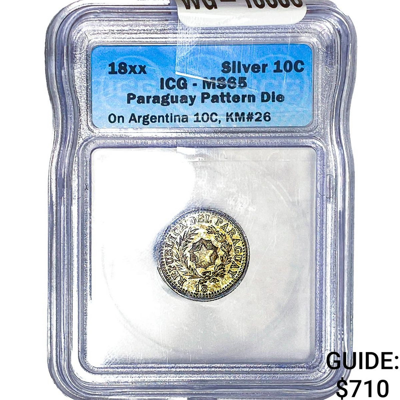 18xx Paraguay Die on Argentina Silver 10 Centavos: 18xx Paraguay Die on Argentina Silver 10 Centavos